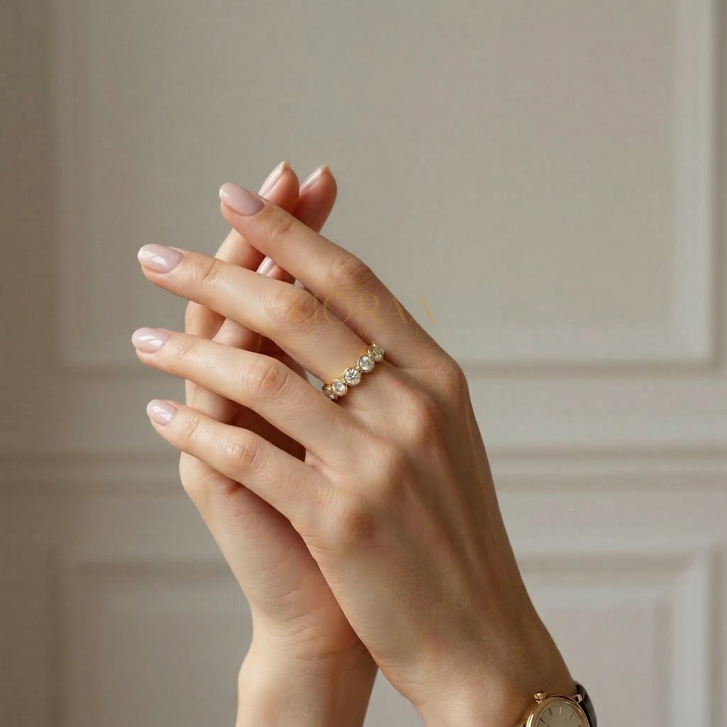 Classic Round Bezel Set Eternity Wedding Ring
