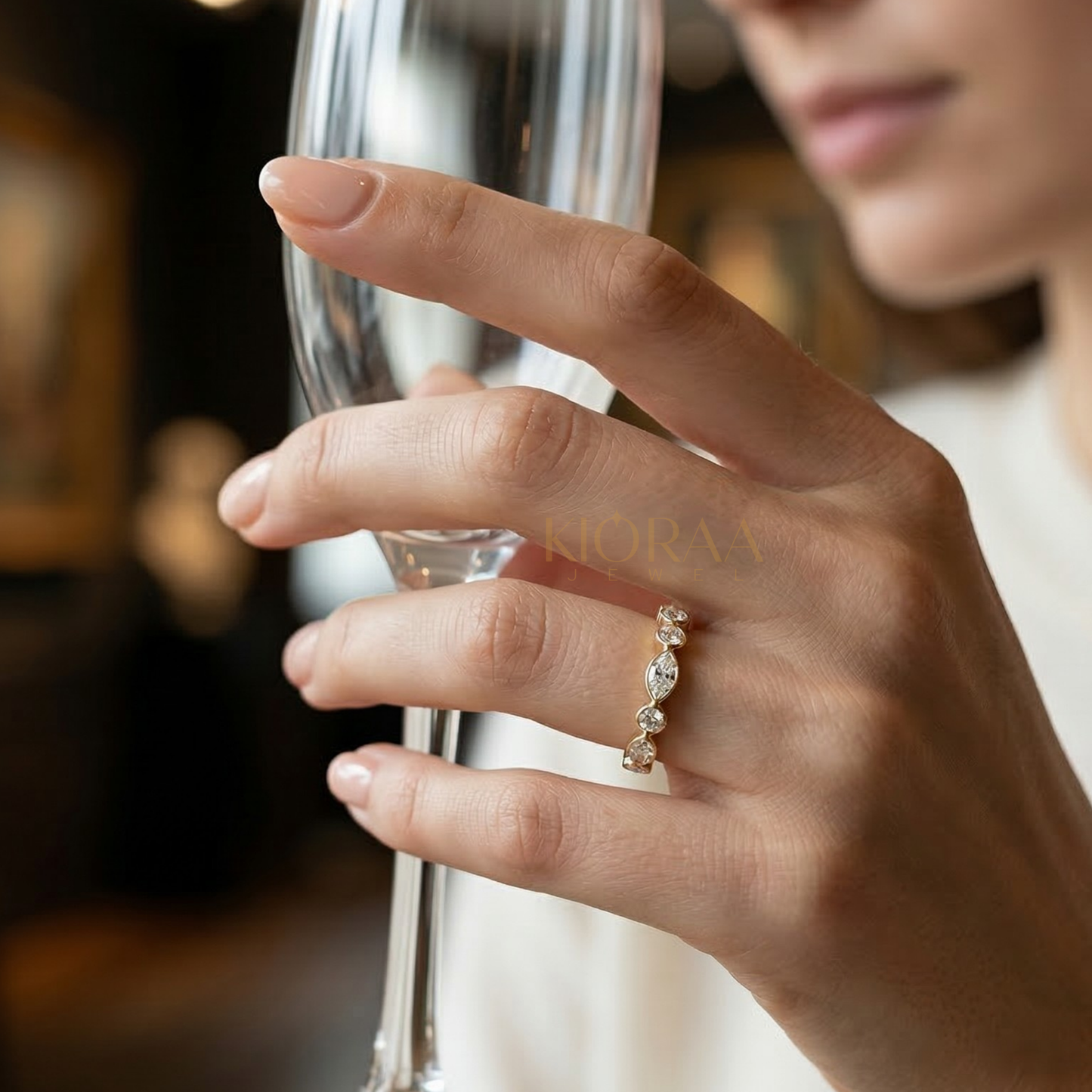 Classic Round and Marquise Eternity Wedding Ring