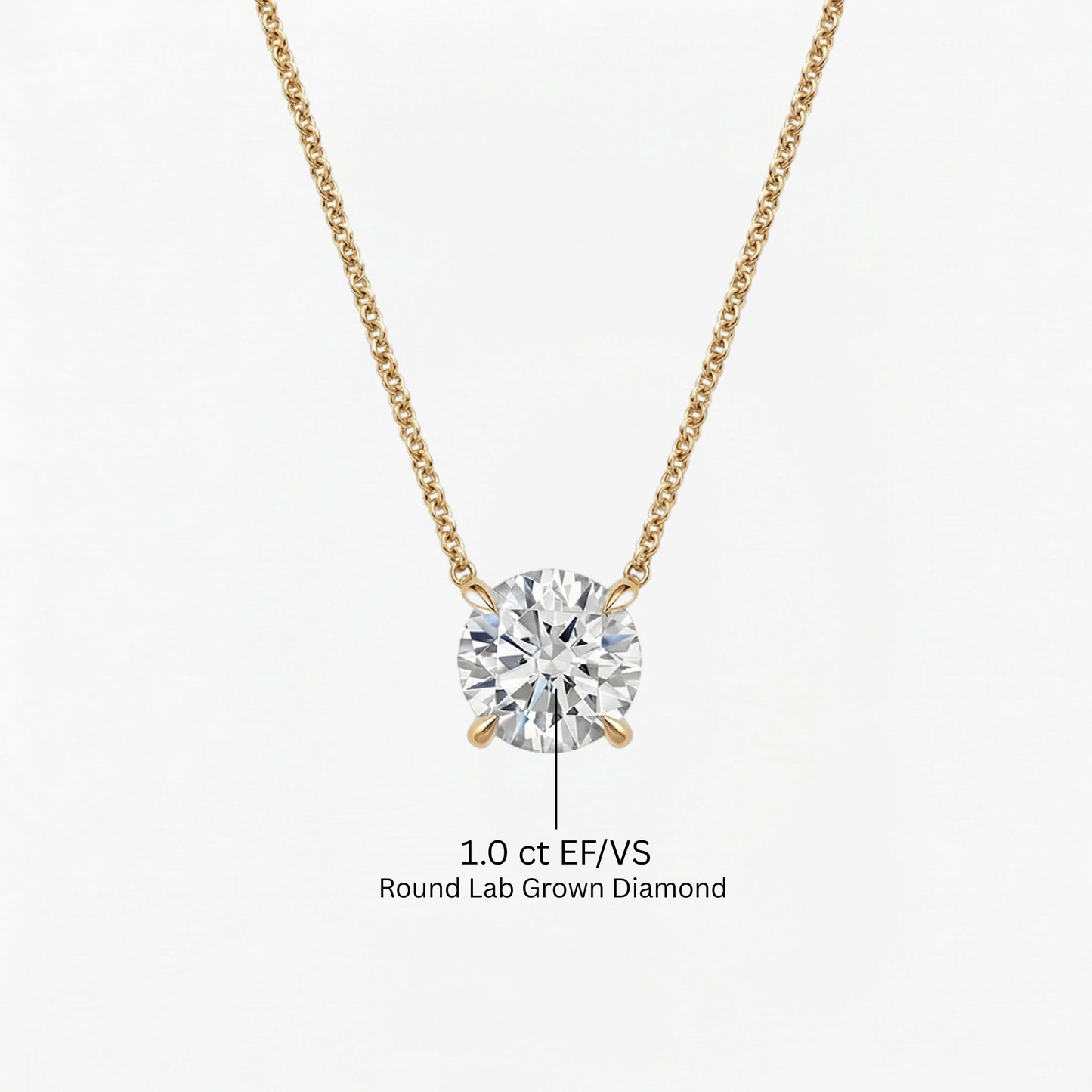 Classic Simple Round Diamond Solitaire Necklace