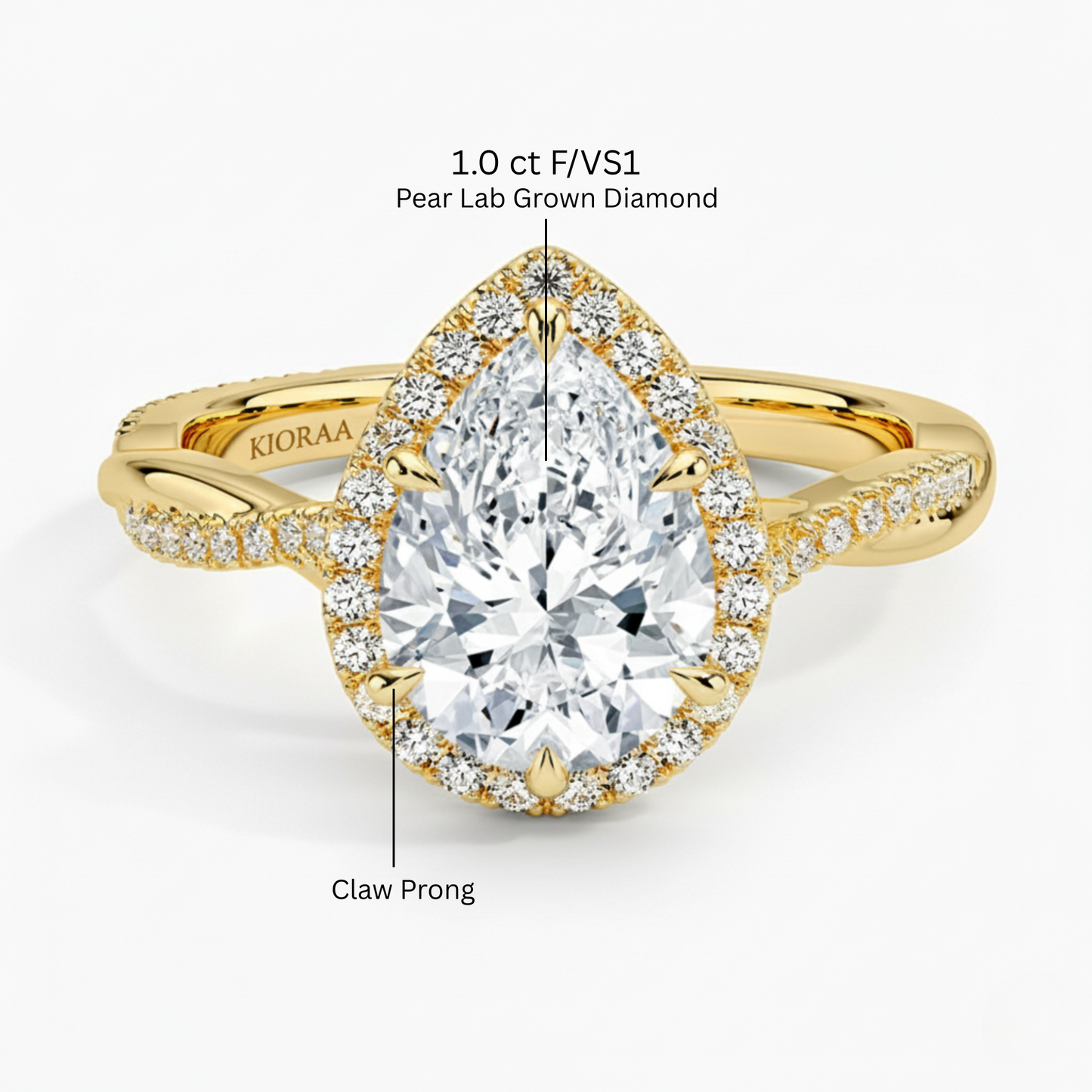 Classic Twist Pear Diamond Halo Engagement Ring