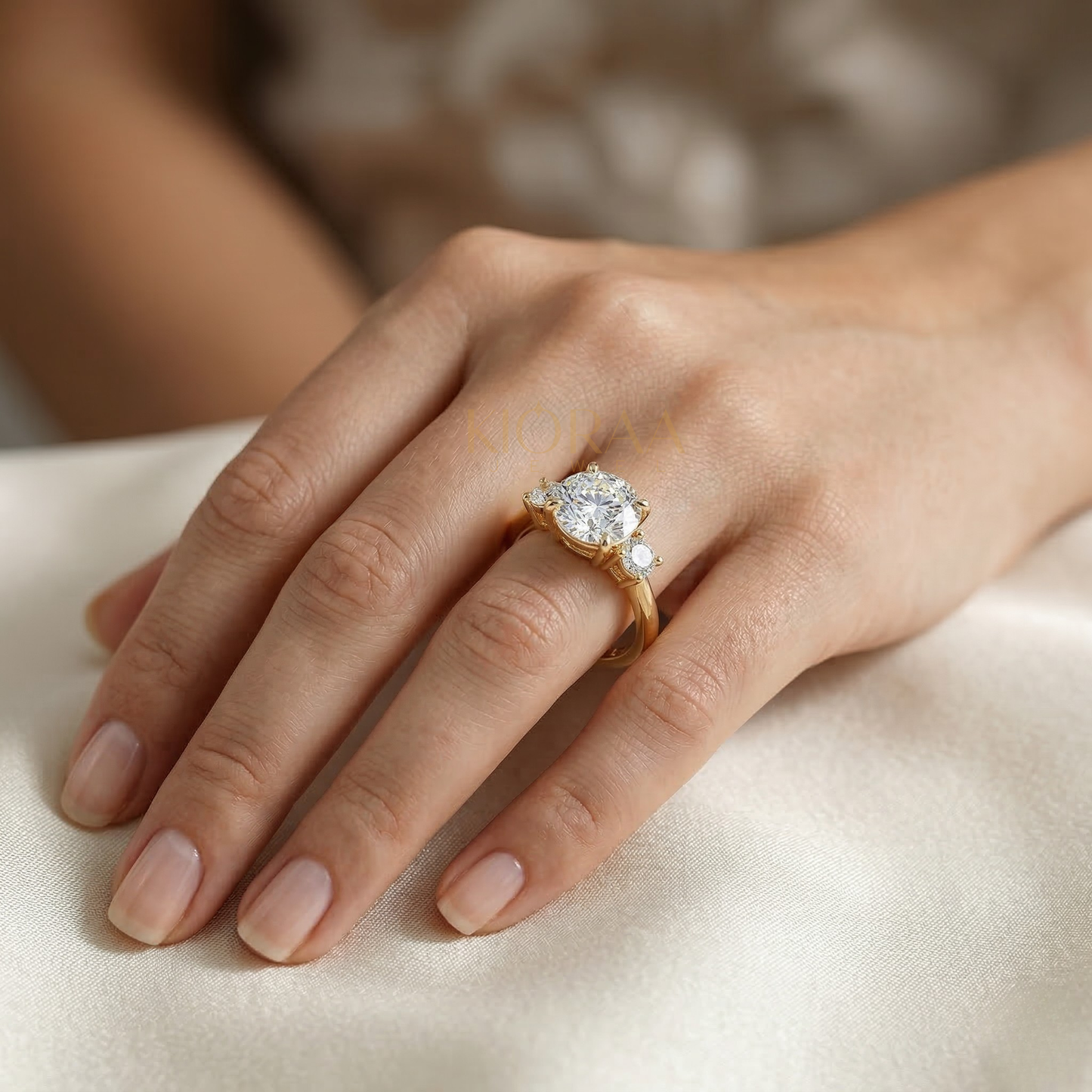 Classic Simple Round Shape Three Stone Diamond Ring