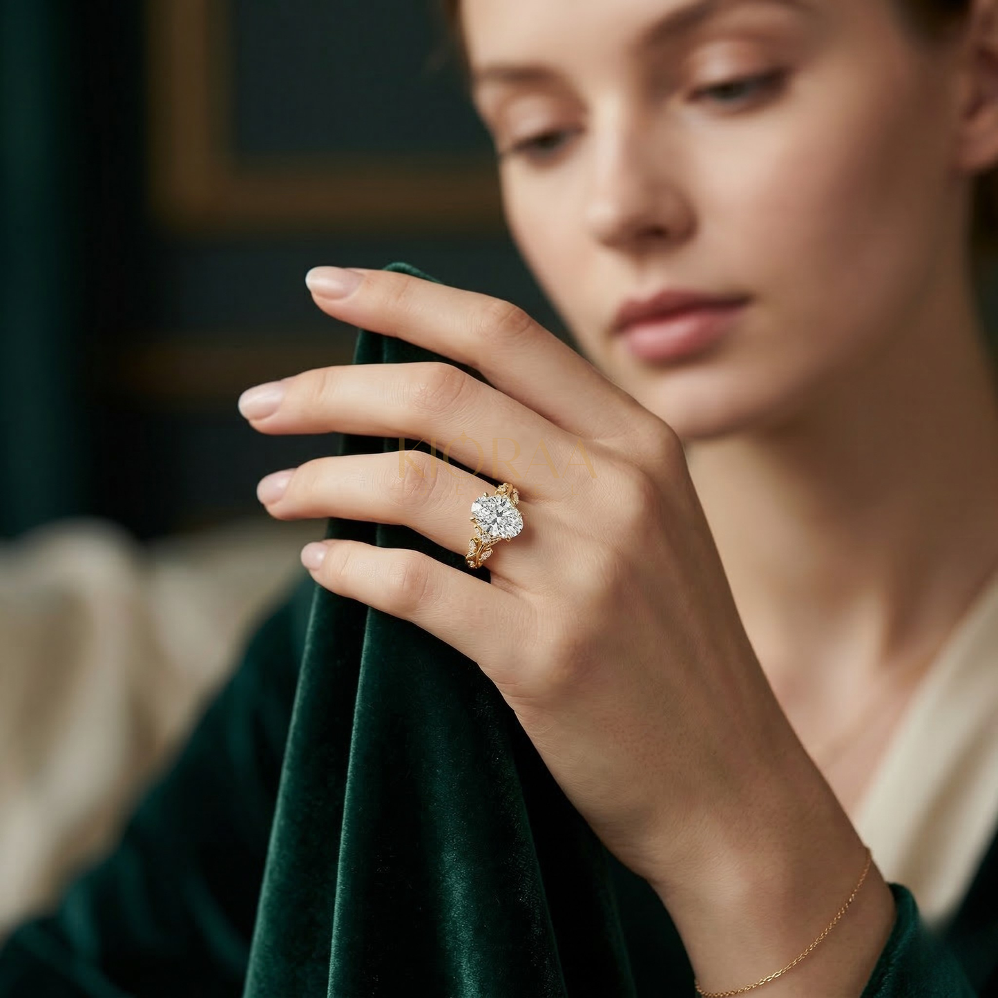 Nature Inspired Oval Engagement Ring