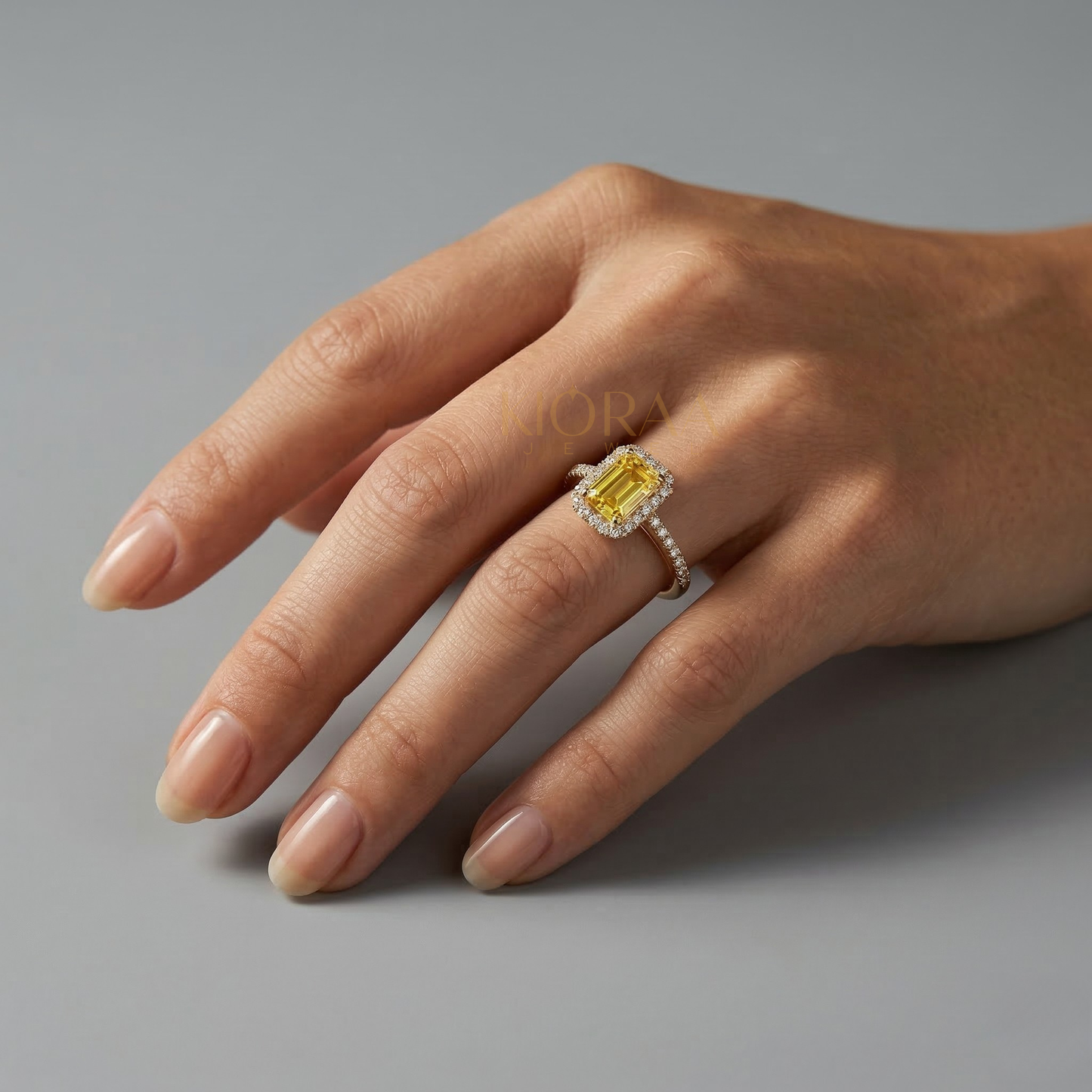 Fancy Yellow Emerald Diamond Halo Engagement Ring