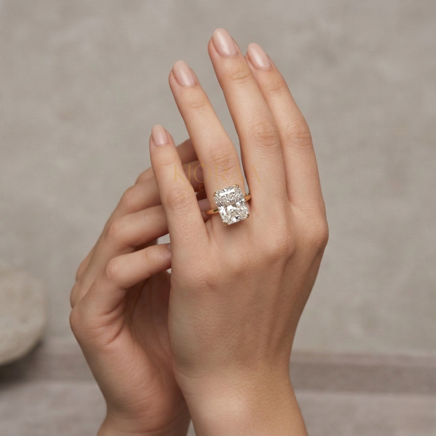 Classic Simple Radiant Solitaire Engagement Ring