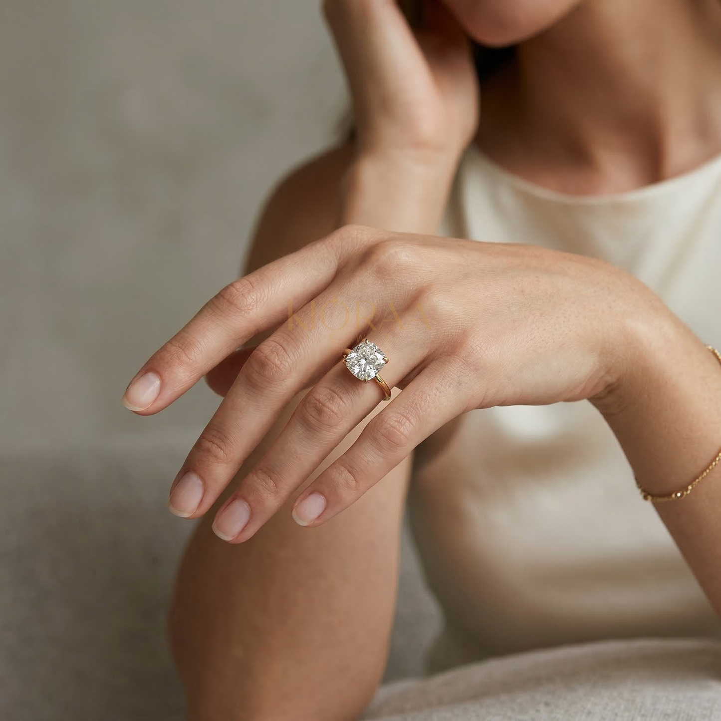 Classic Simple Cushion Solitaire Engagement Ring
