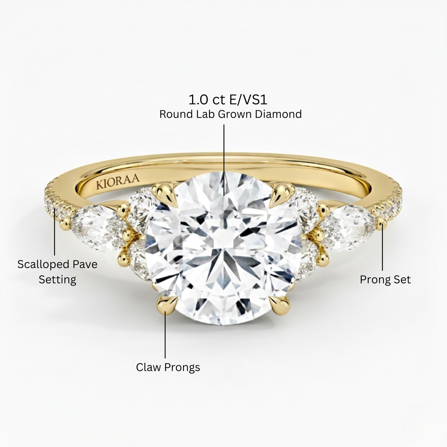 Round Diamond Pave Setting Engagement Ring