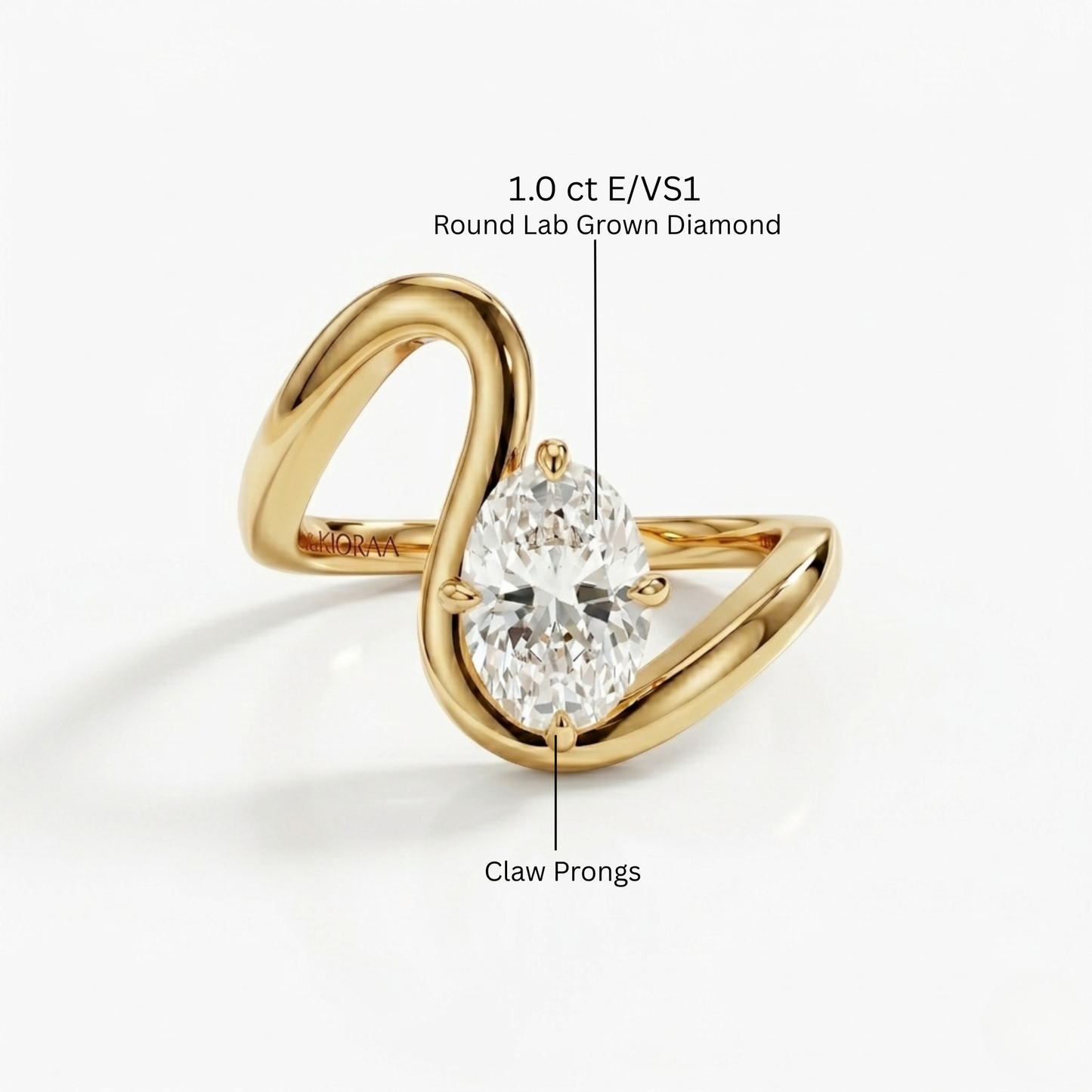 Oval Shape Diamond Open Curve Engagement Ring