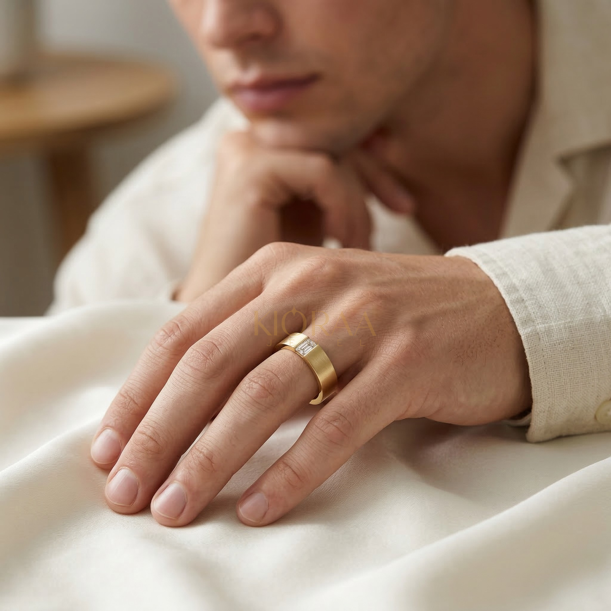 Baguette Lab Grown Diamond Men's Engagement Ring