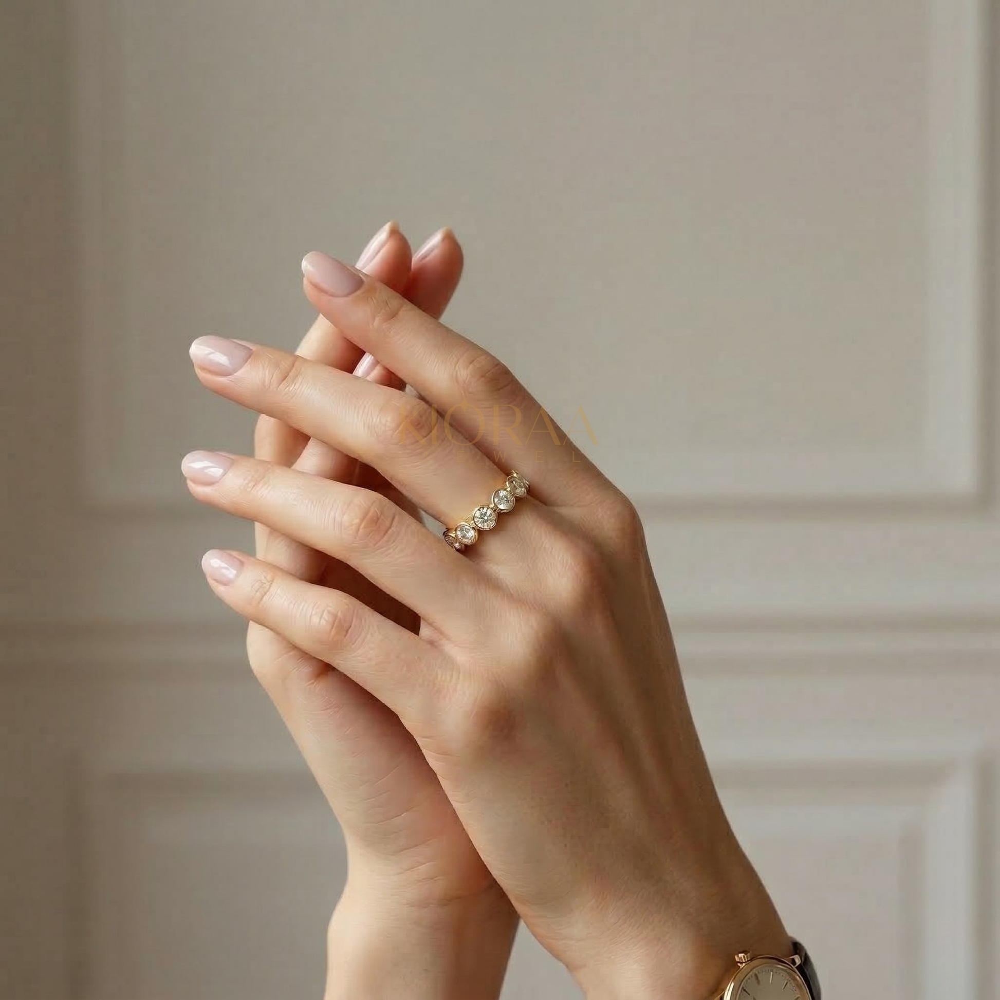 Classic Round Bezel Set Eternity Wedding Ring