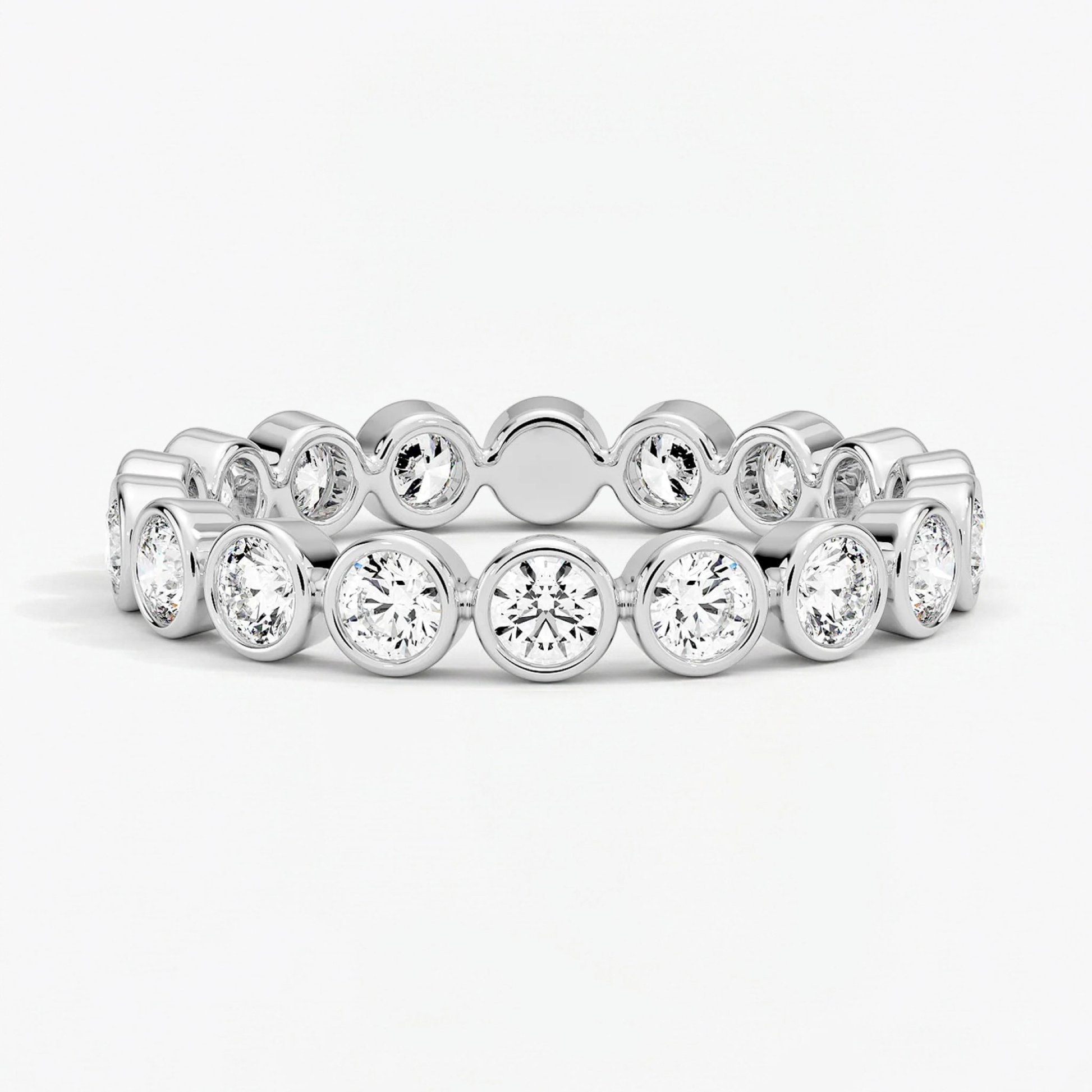 Classic Round Bezel Set Eternity Wedding Ring