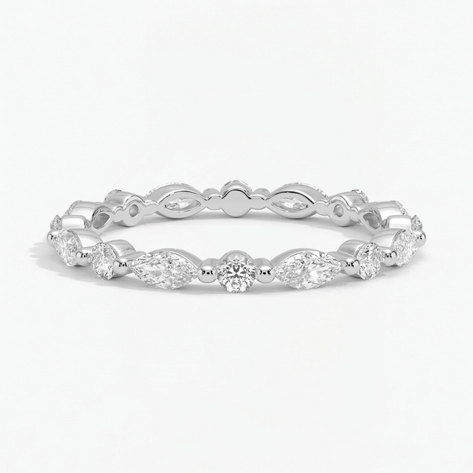 Classic Round and Marquise Eternity Wedding Ring