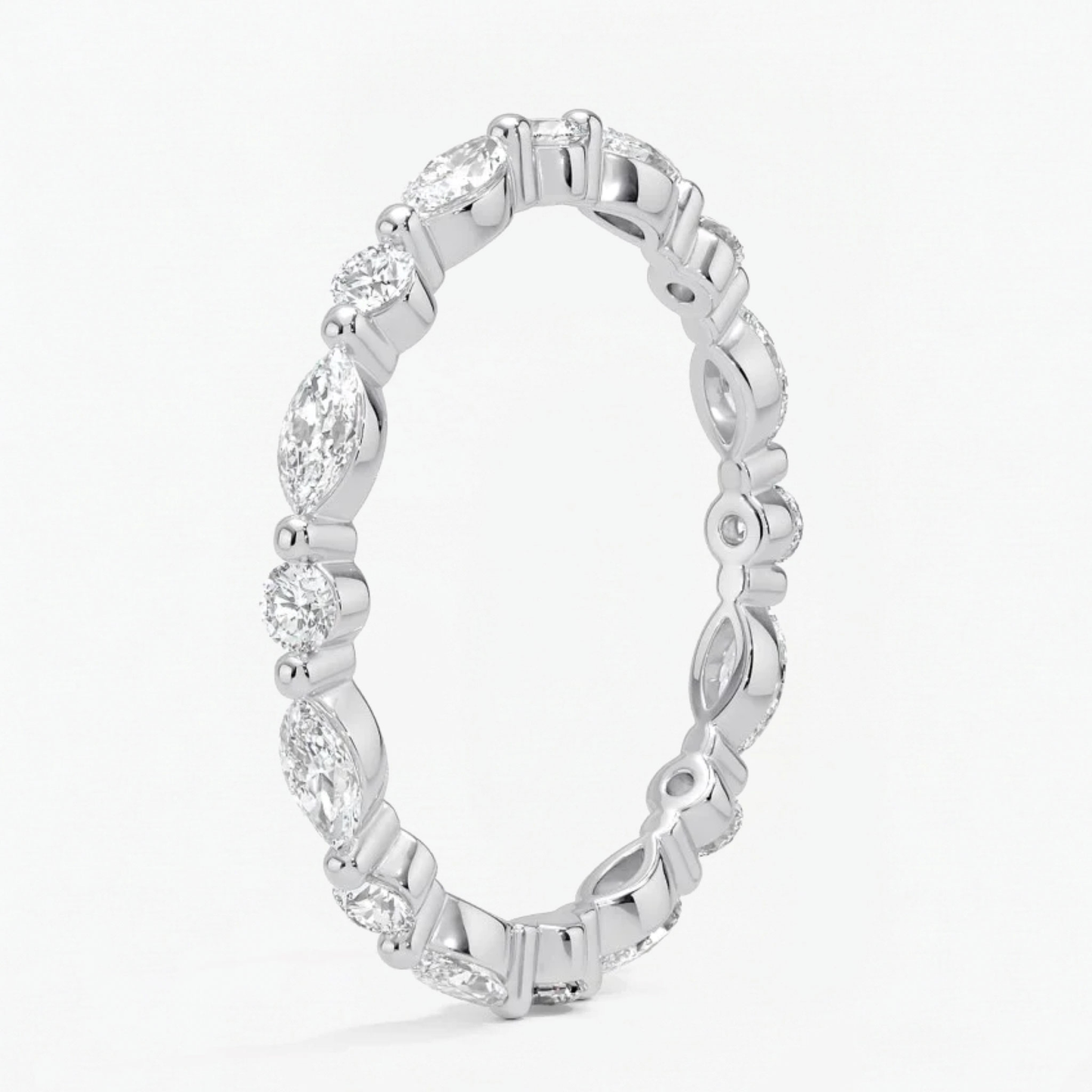 Classic Round and Marquise Eternity Wedding Ring