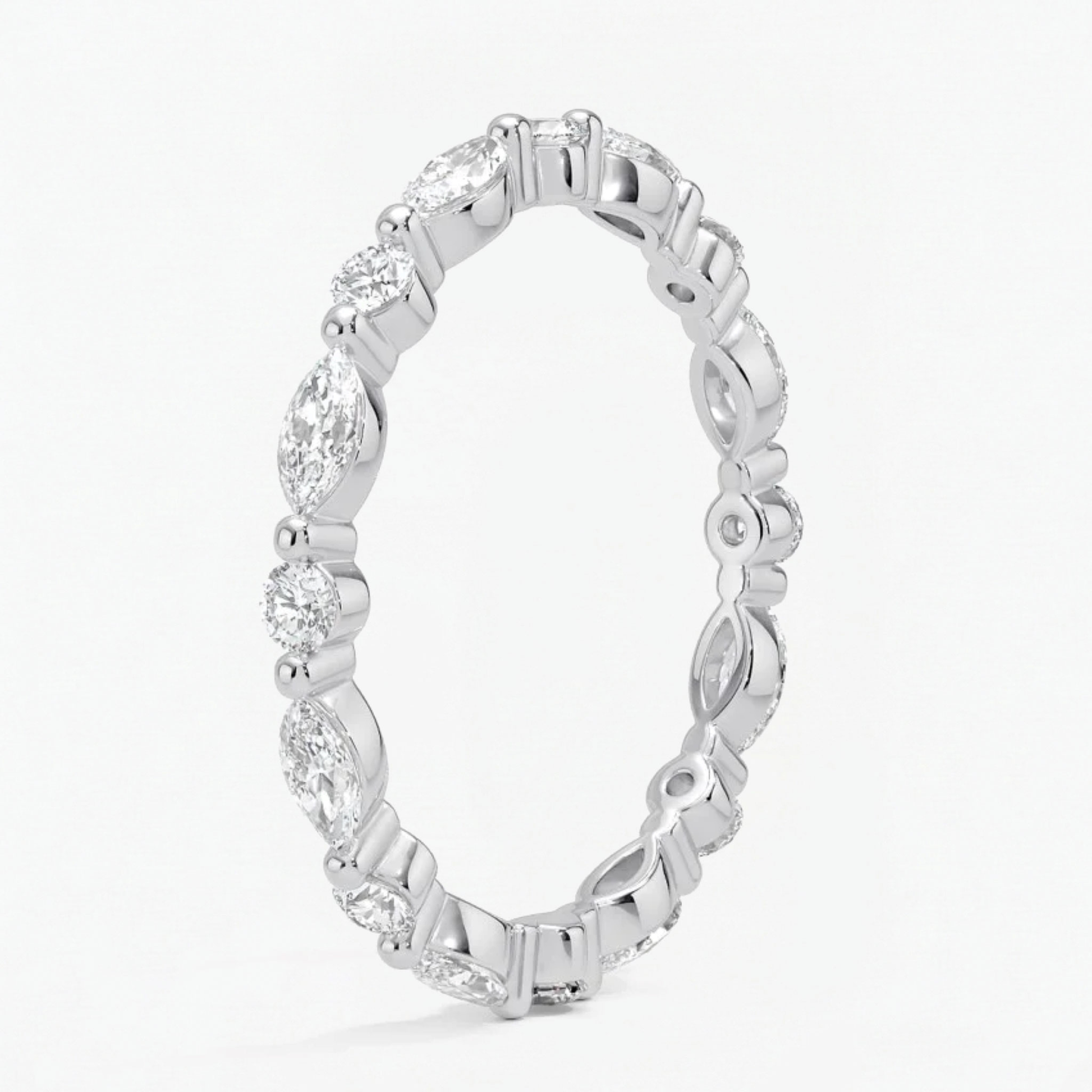 Classic Round and Marquise Eternity Wedding Ring