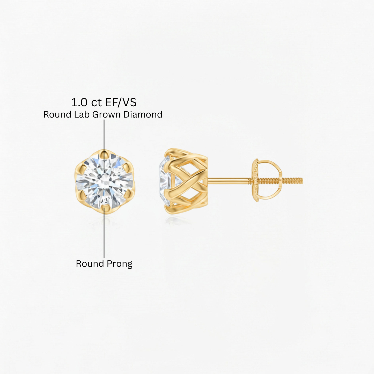 Classic Six Prong Lab Diamond Earrings