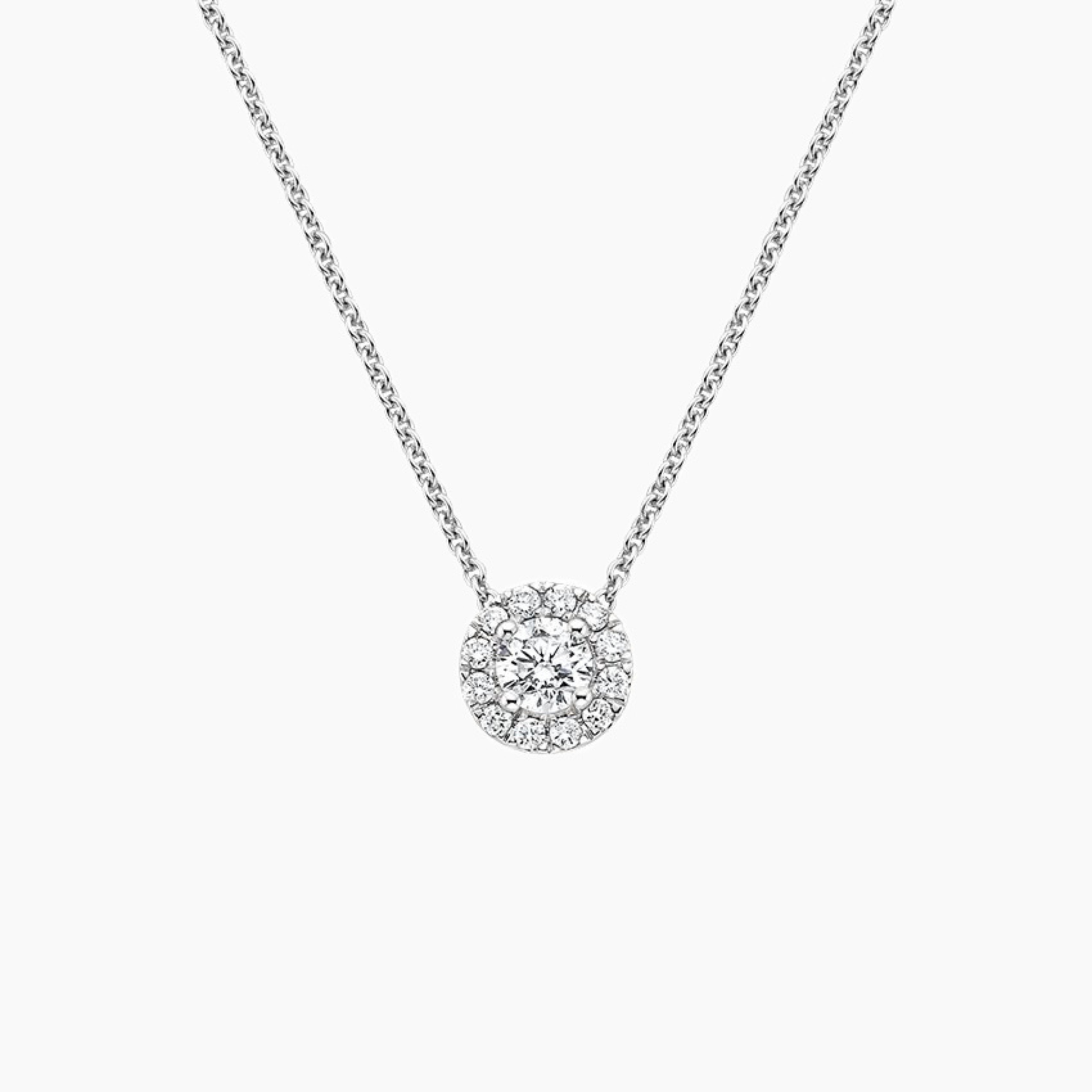 Classic Round Diamond Halo Pendant
