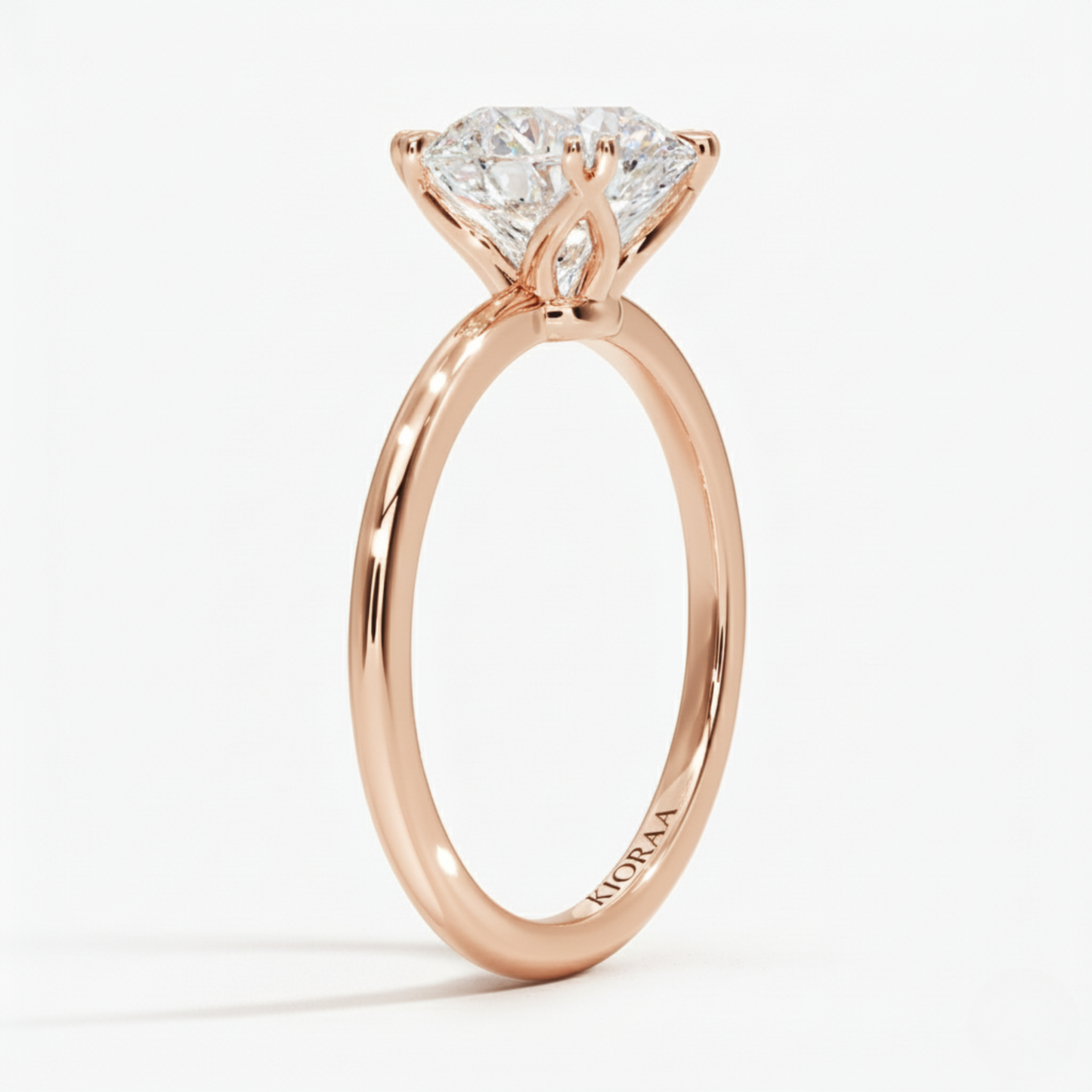 Classic Petal Round Solitaire  Engagement Ring Double Prong Setting