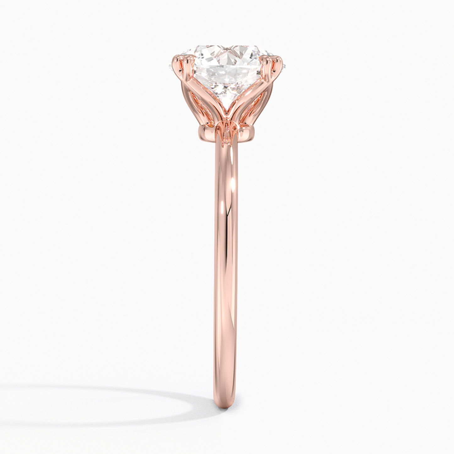 Classic Petal Round Solitaire  Engagement Ring Double Prong Setting