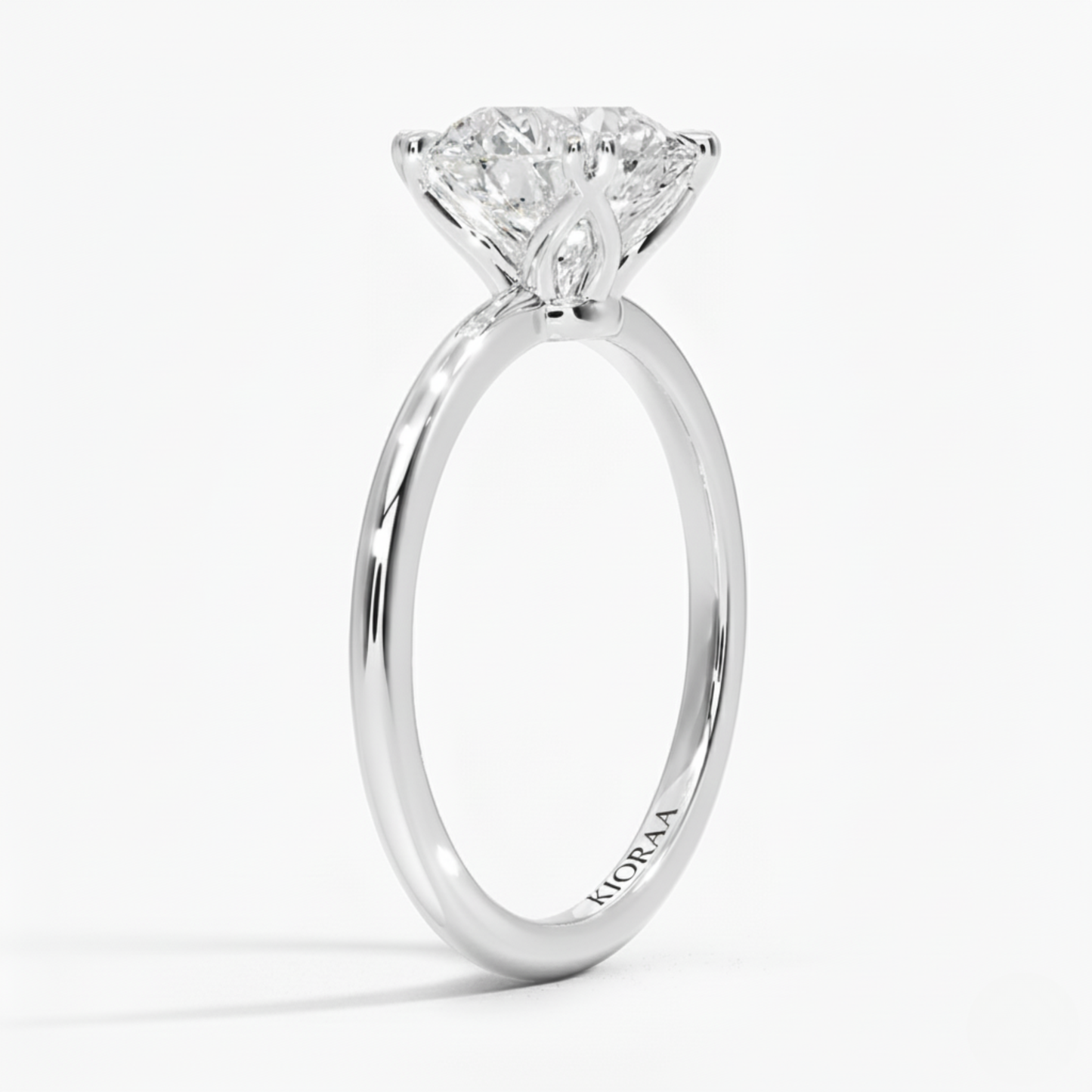 Classic Petal Round Solitaire  Engagement Ring Double Prong Setting