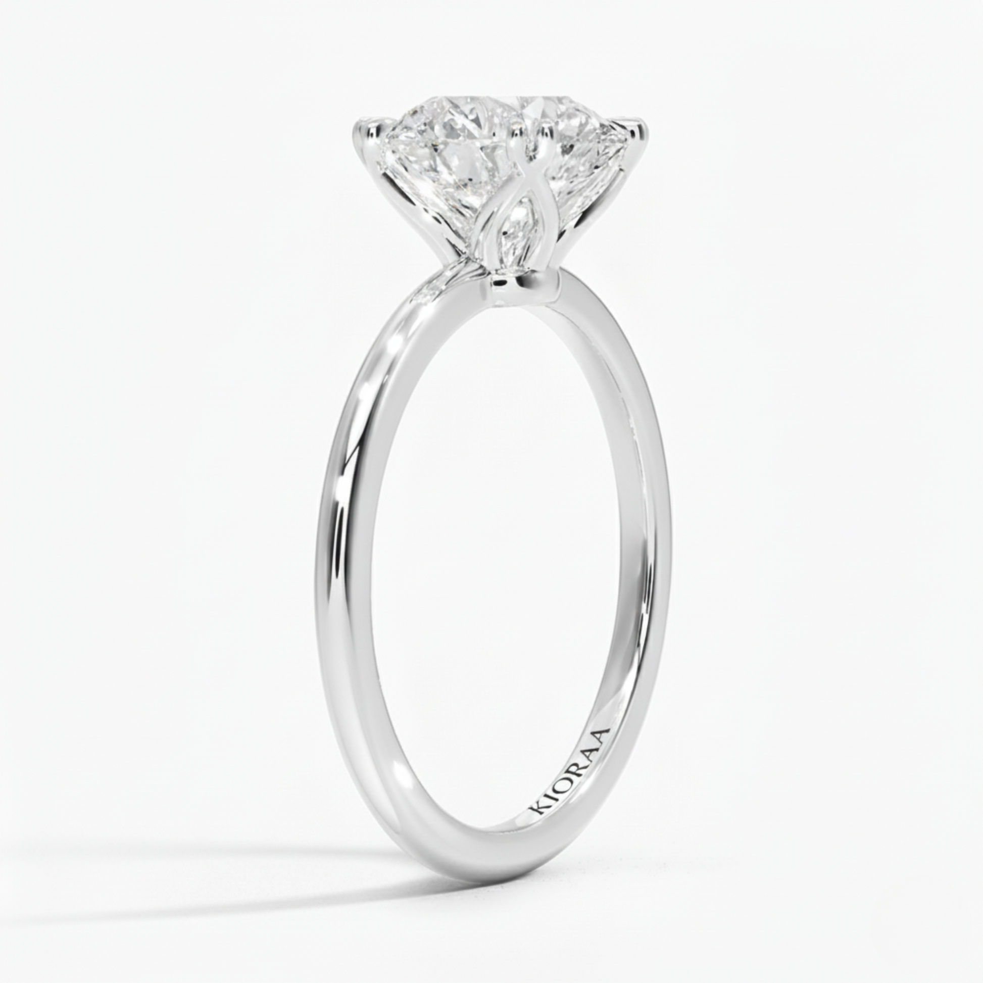 Classic Petal Round Solitaire  Engagement Ring Double Prong Setting