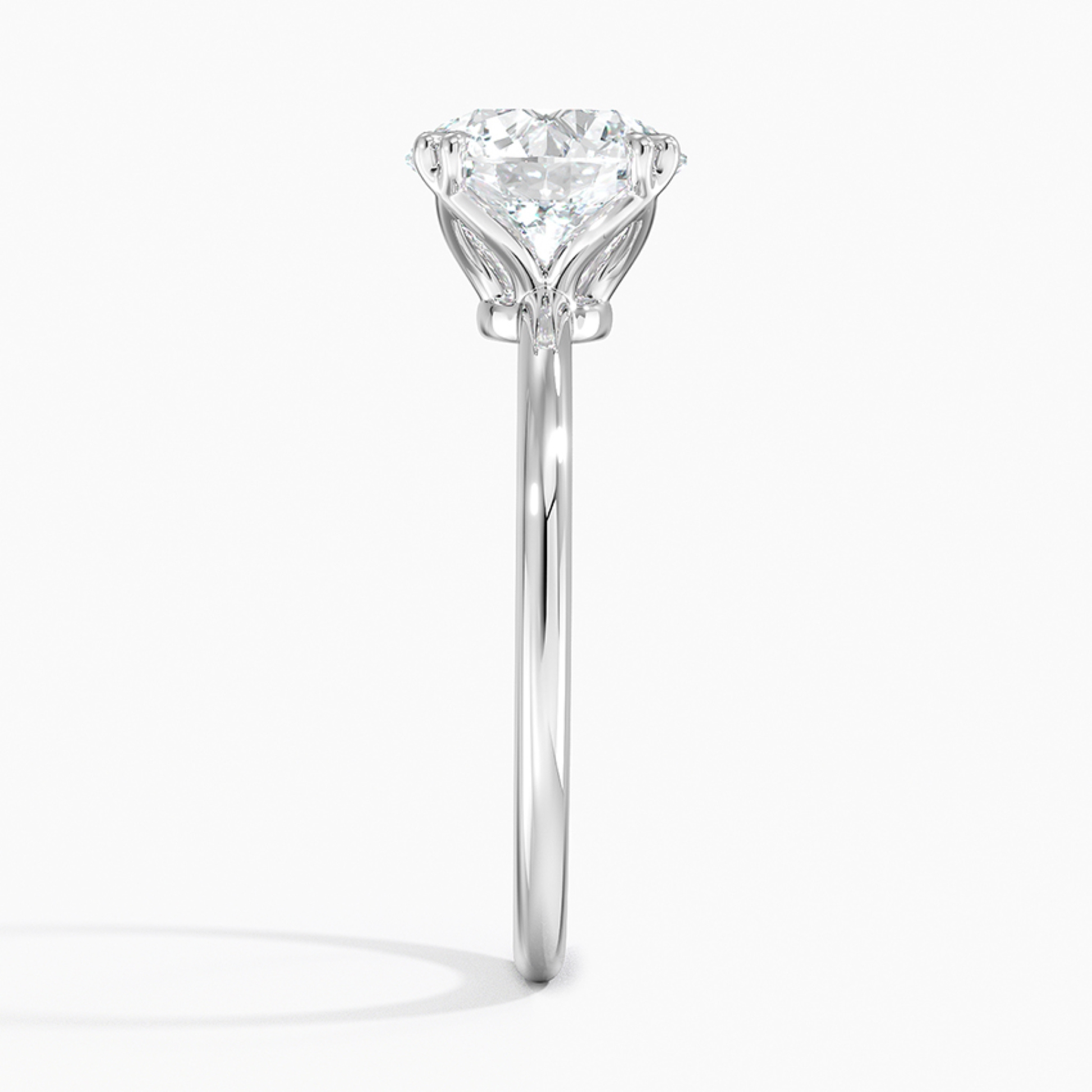 Classic Petal Round Solitaire  Engagement Ring Double Prong Setting