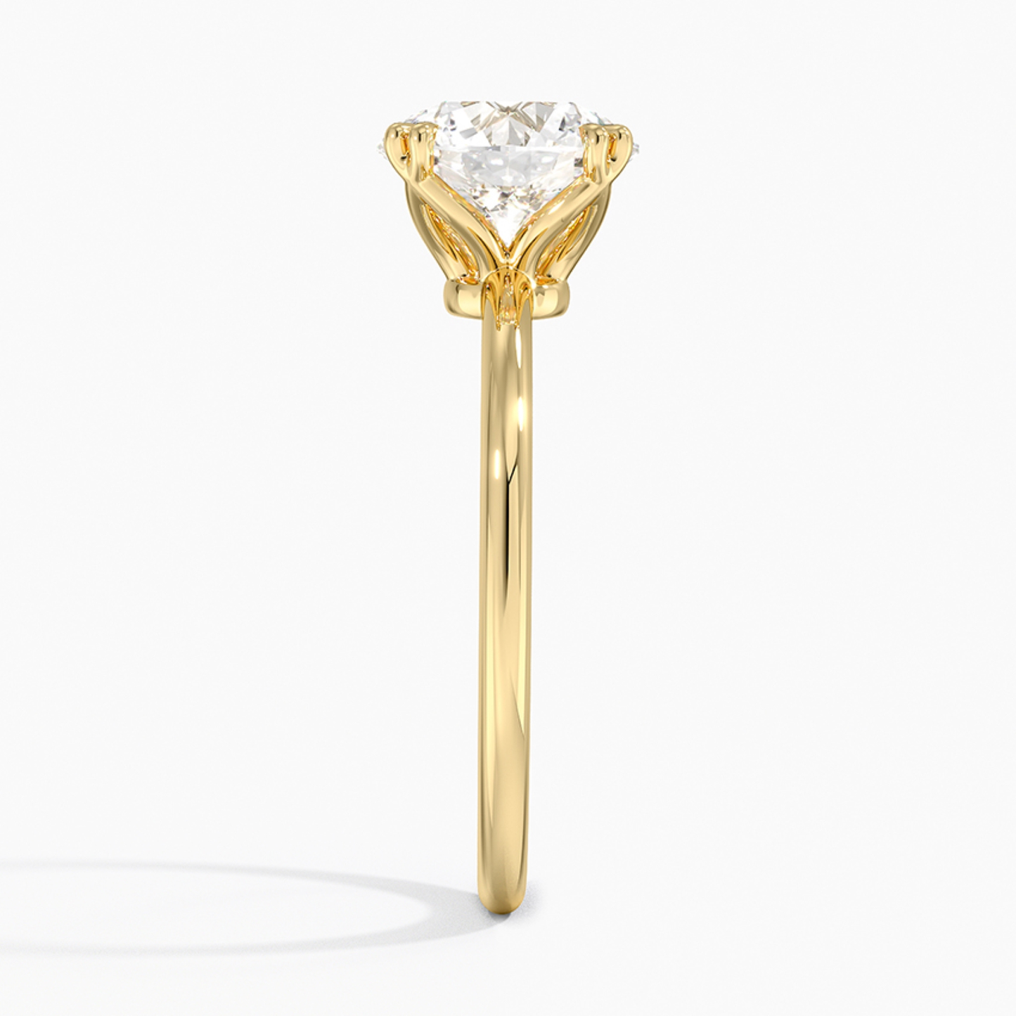 Classic Petal Round Solitaire  Engagement Ring Double Prong Setting