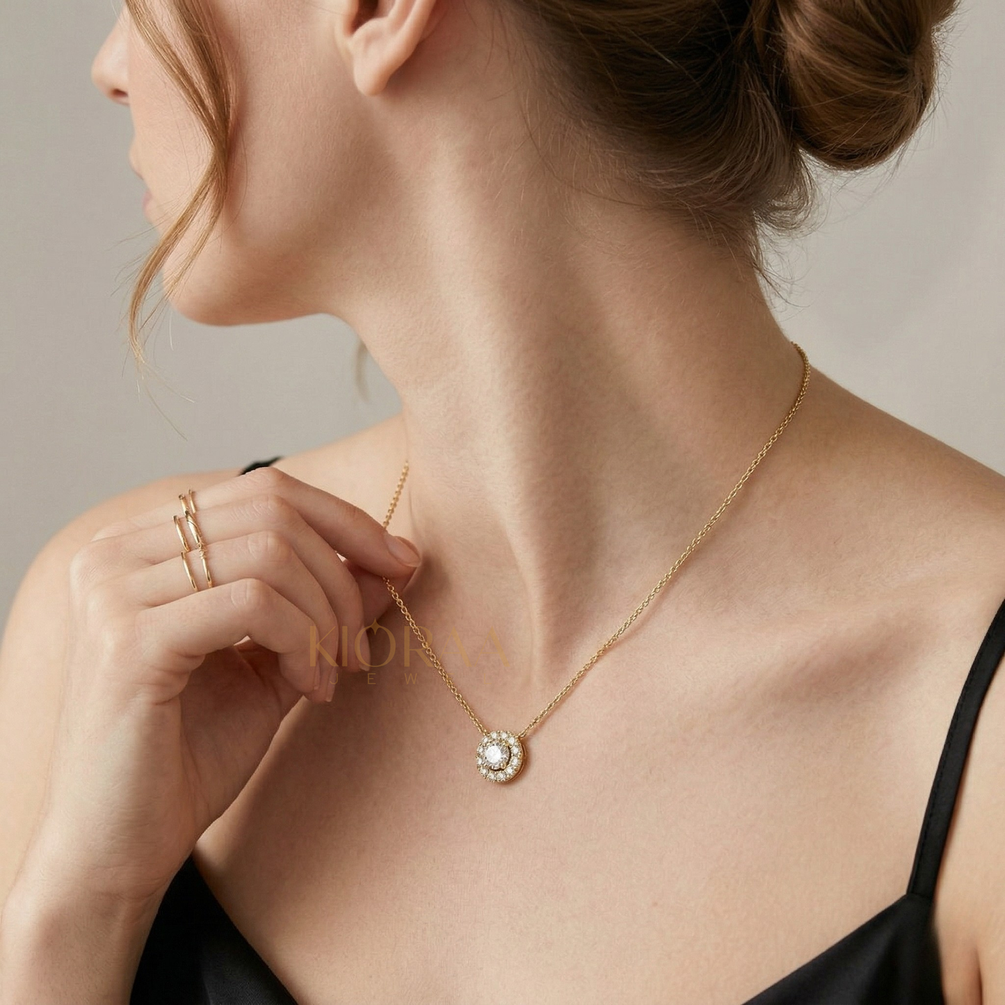 Classic Round Diamond Halo Pendant
