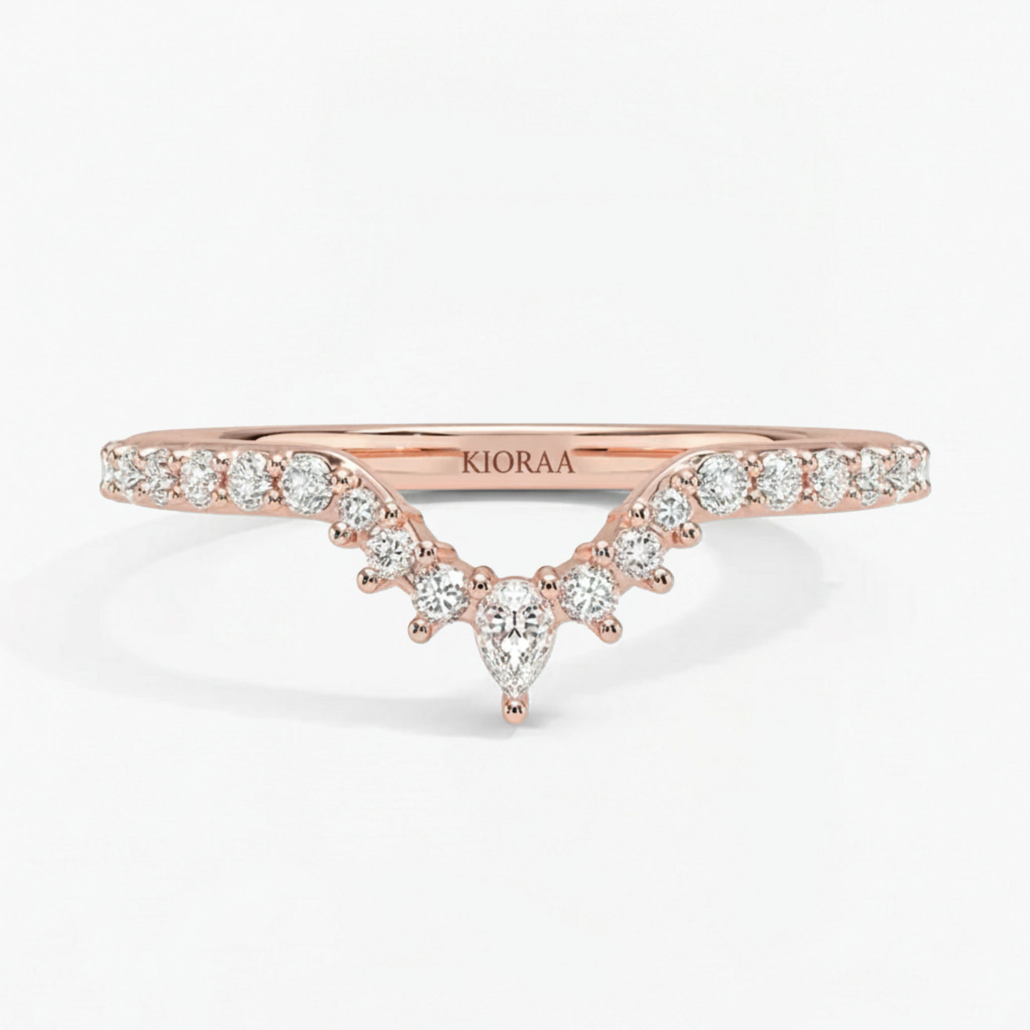 Round Cut V Shaped Chevron Eternity Wedding Band