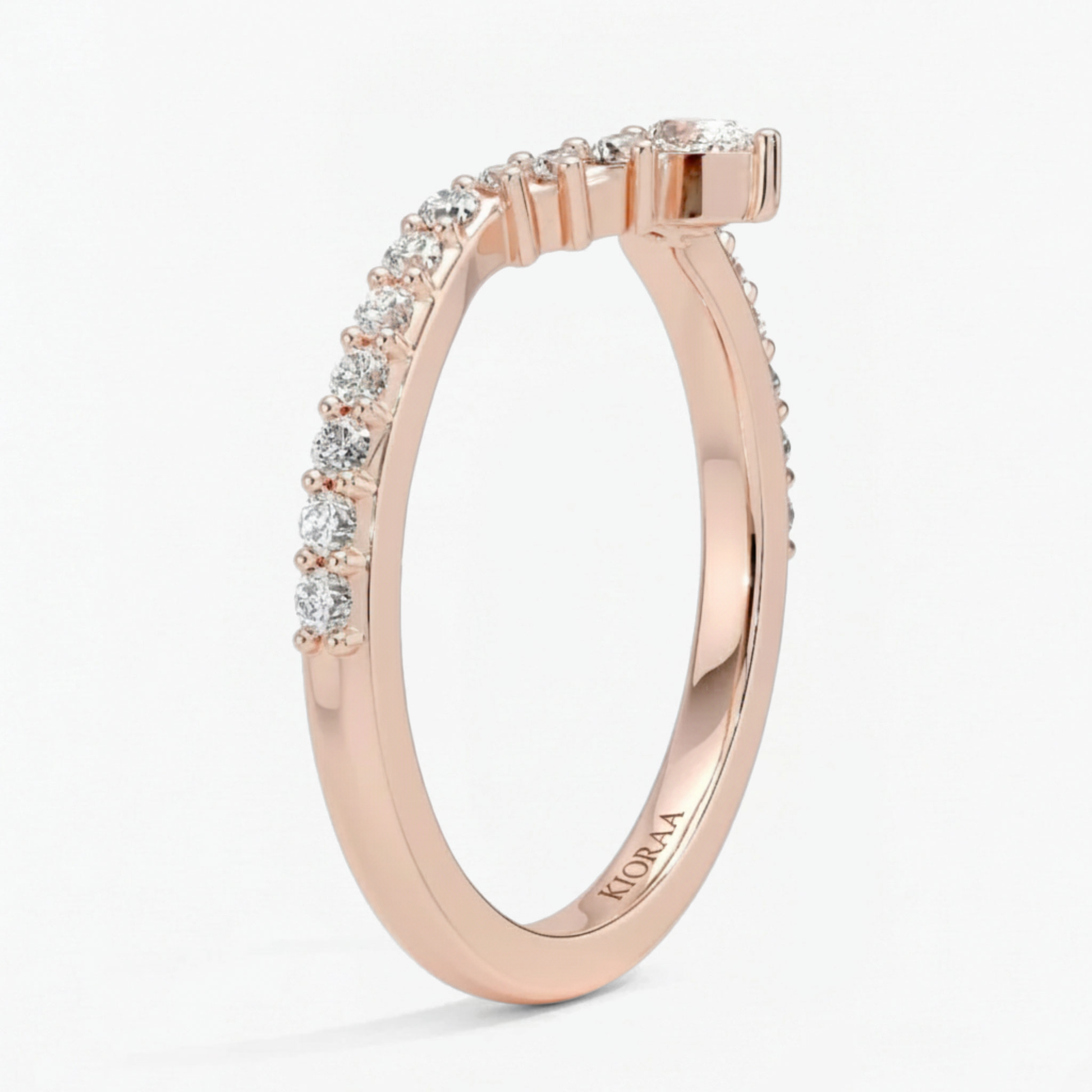 Round Cut V Shaped Chevron Eternity Wedding Band