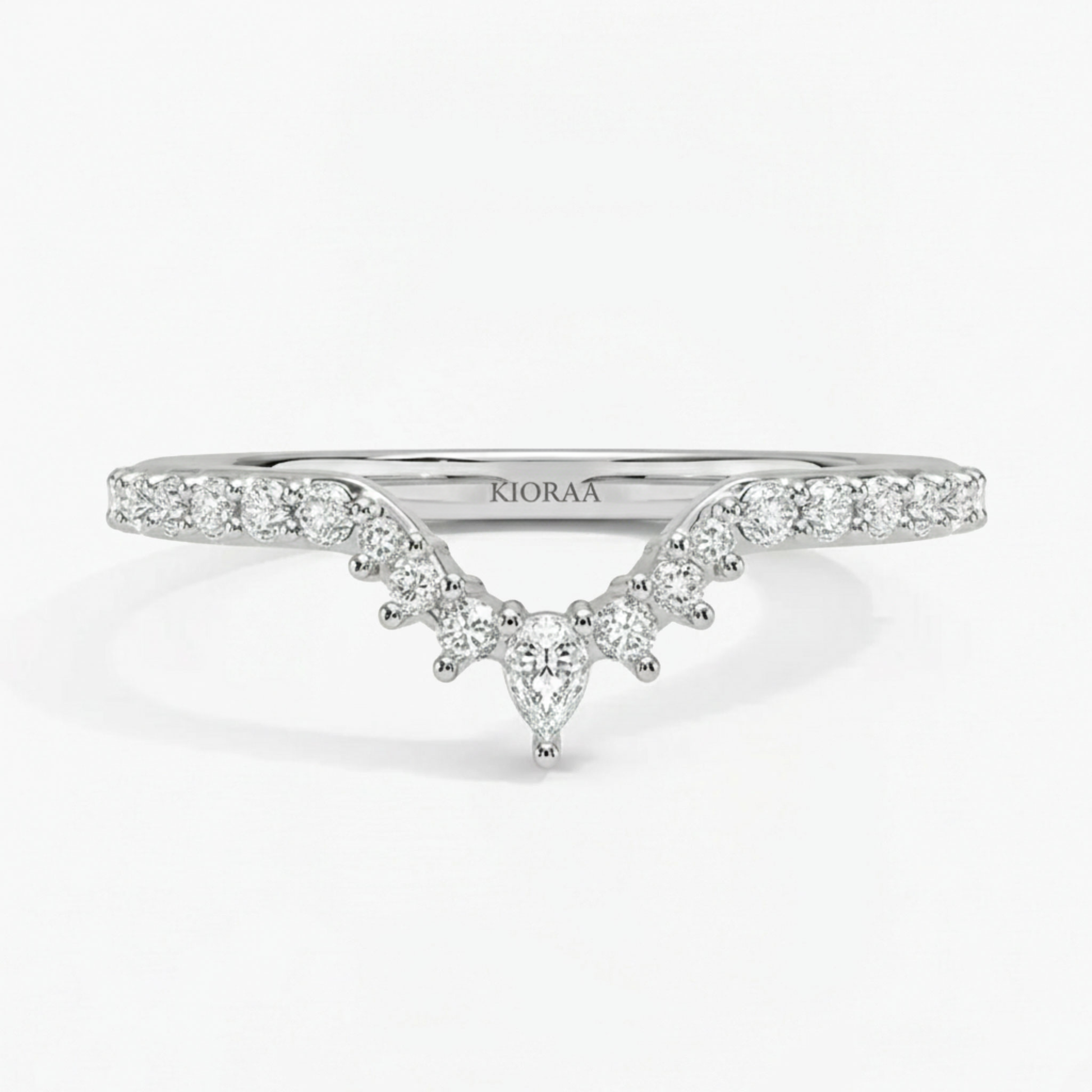 Round Cut V Shaped Chevron Eternity Wedding Band