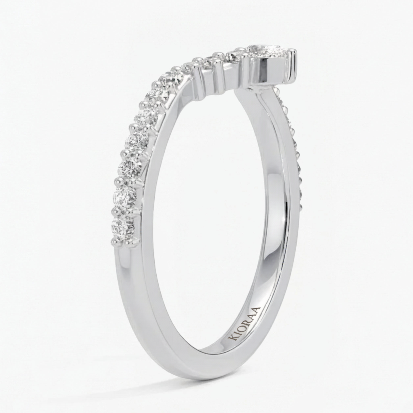 Round Cut V Shaped Chevron Eternity Wedding Band