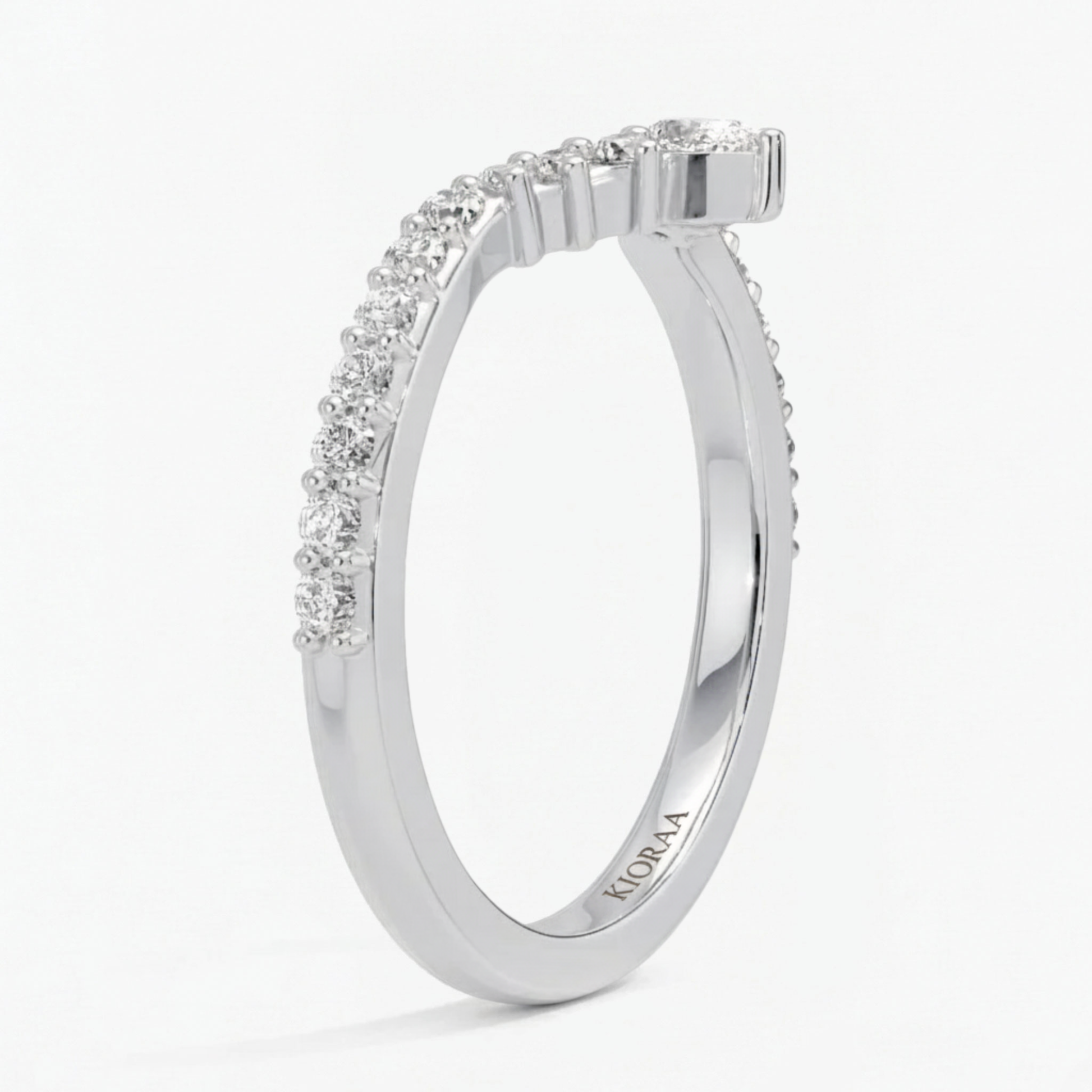 Round Cut V Shaped Chevron Eternity Wedding Band