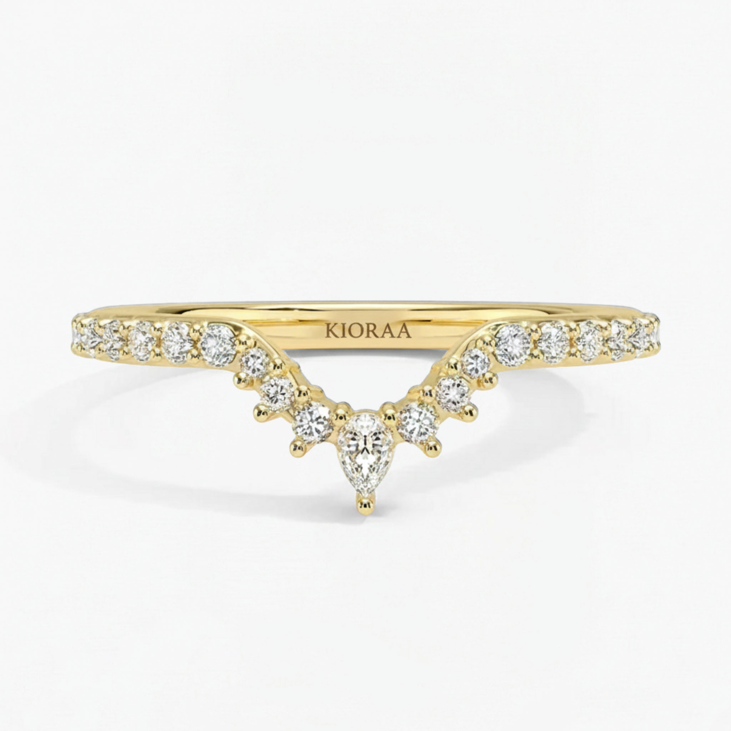Round Cut V Shaped Chevron Eternity Wedding Band