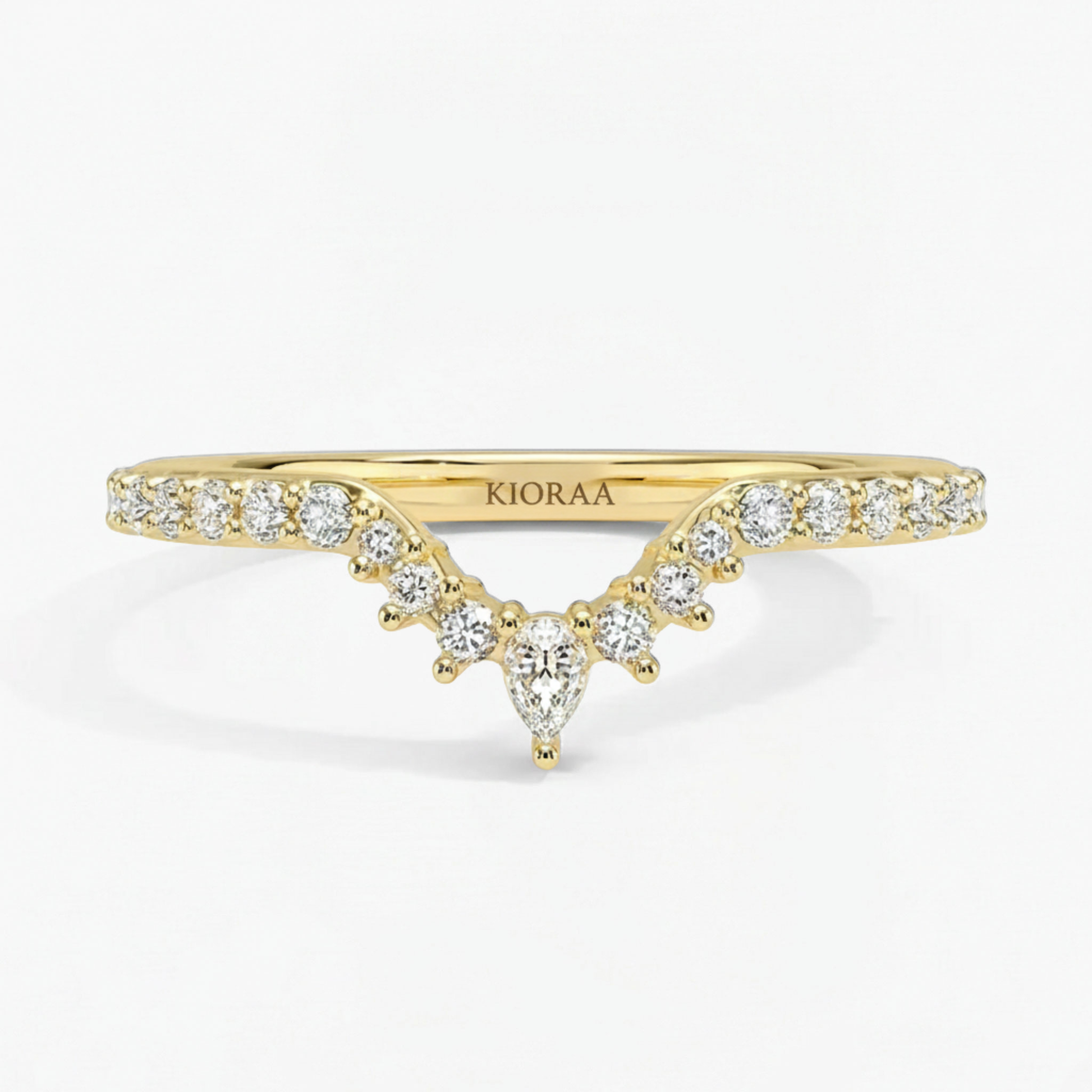 Round Cut V Shaped Chevron Eternity Wedding Band