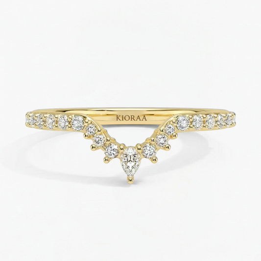 Round Cut V Shaped Chevron Eternity Wedding Band
