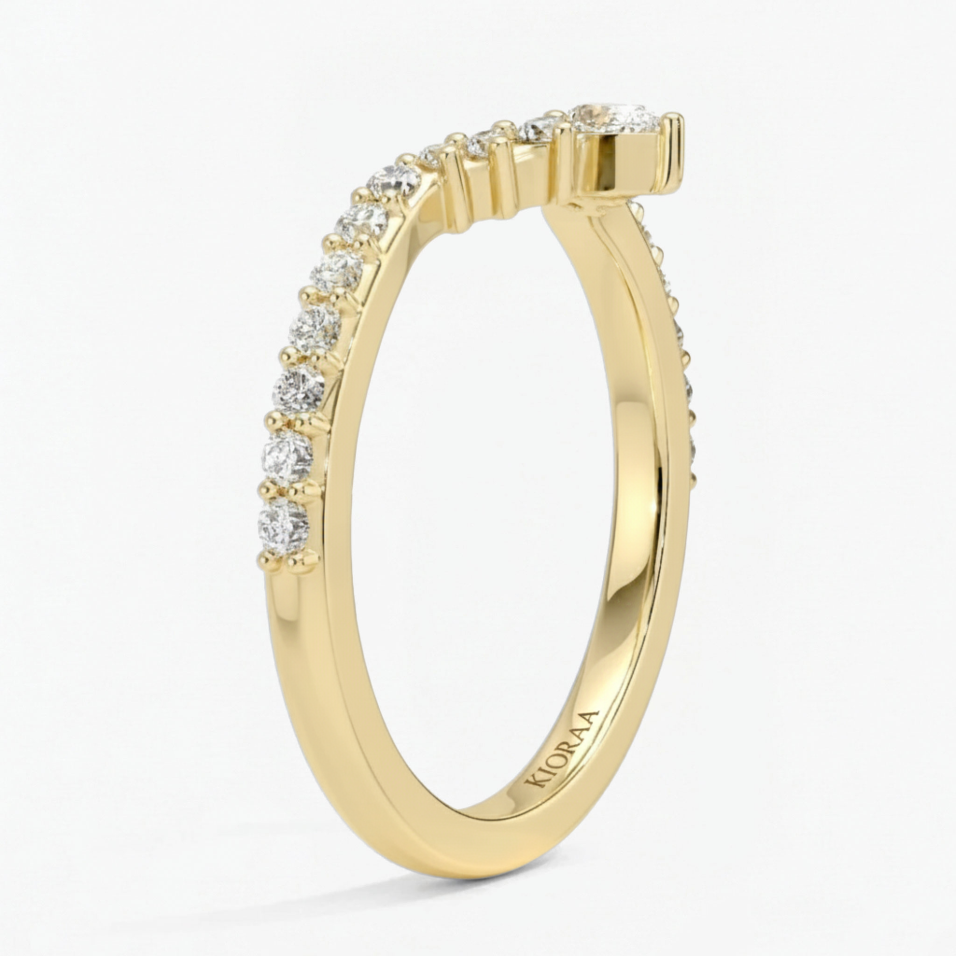 Round Cut V Shaped Chevron Eternity Wedding Band