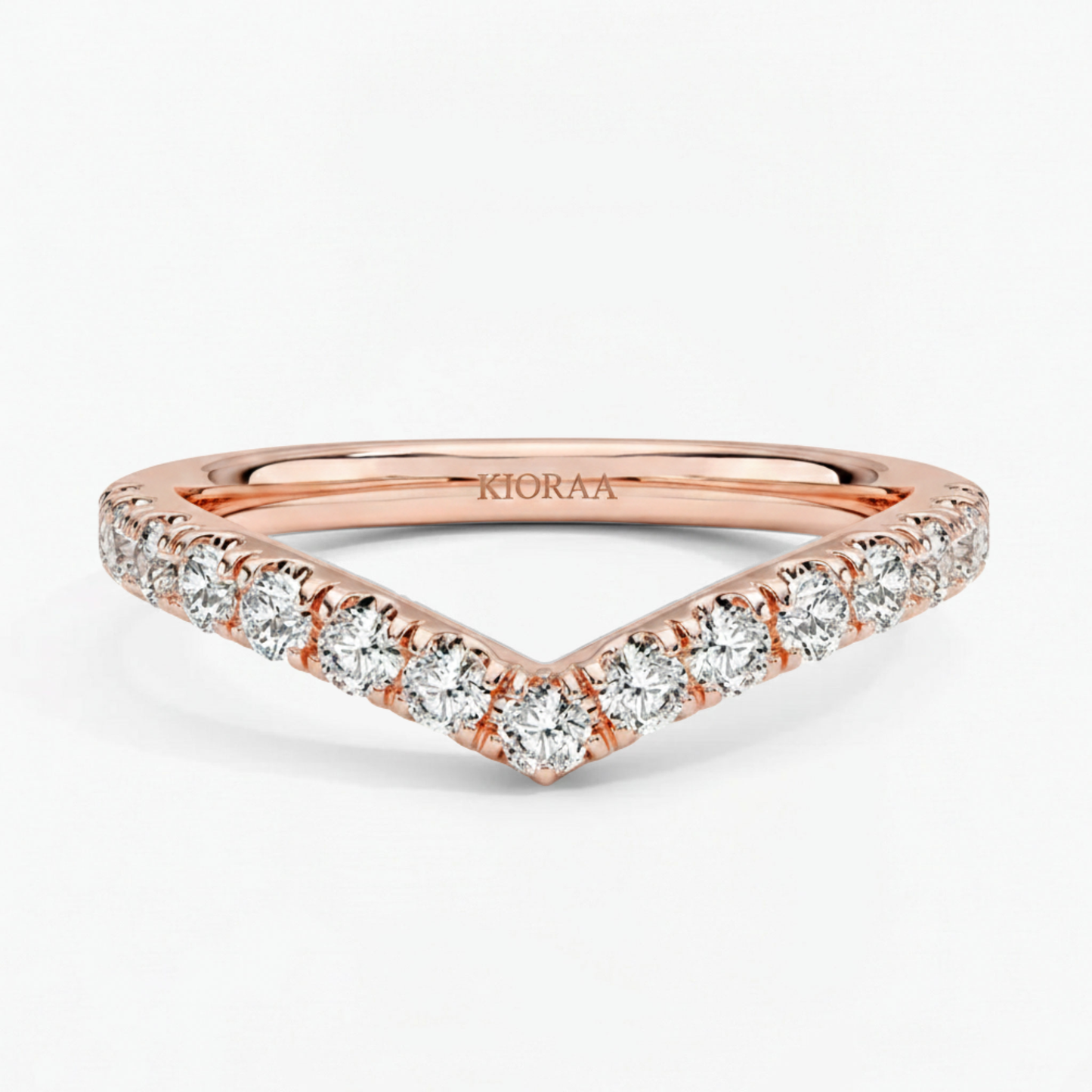 Round Cut Half Coverage Chevron Eternity Wedding Band