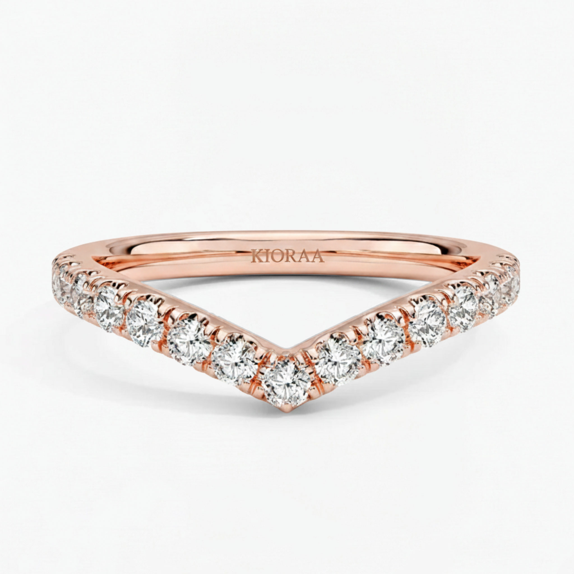 Round Cut Half Coverage Chevron Eternity Wedding Band