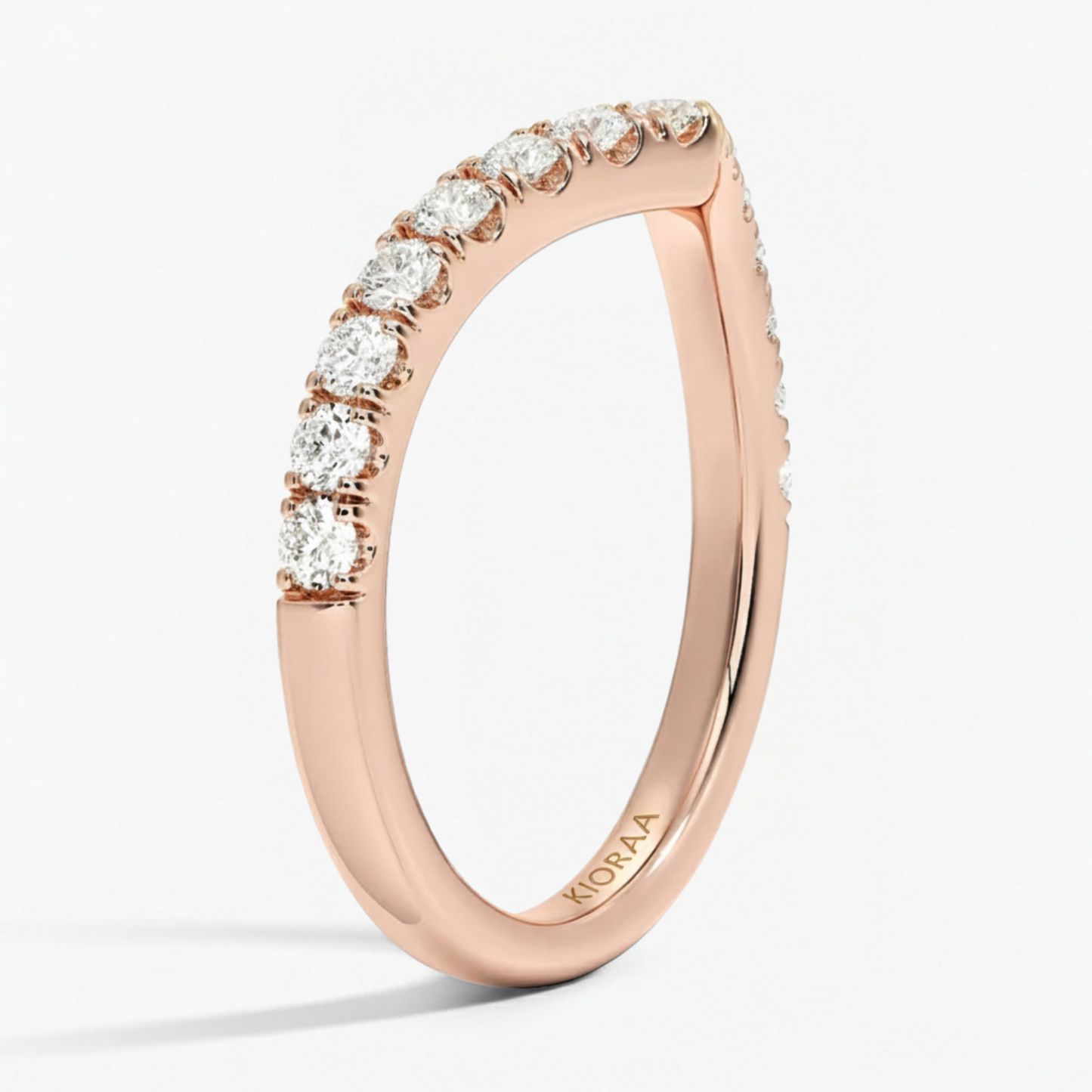 Round Cut Half Coverage Chevron Eternity Wedding Band