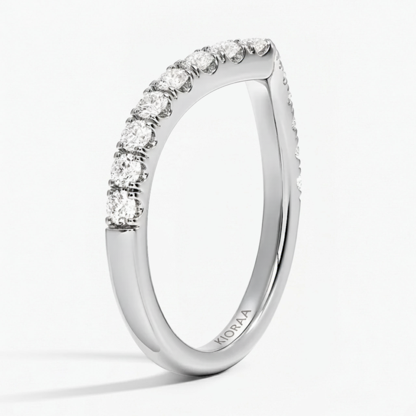 Round Cut Half Coverage Chevron Eternity Wedding Band