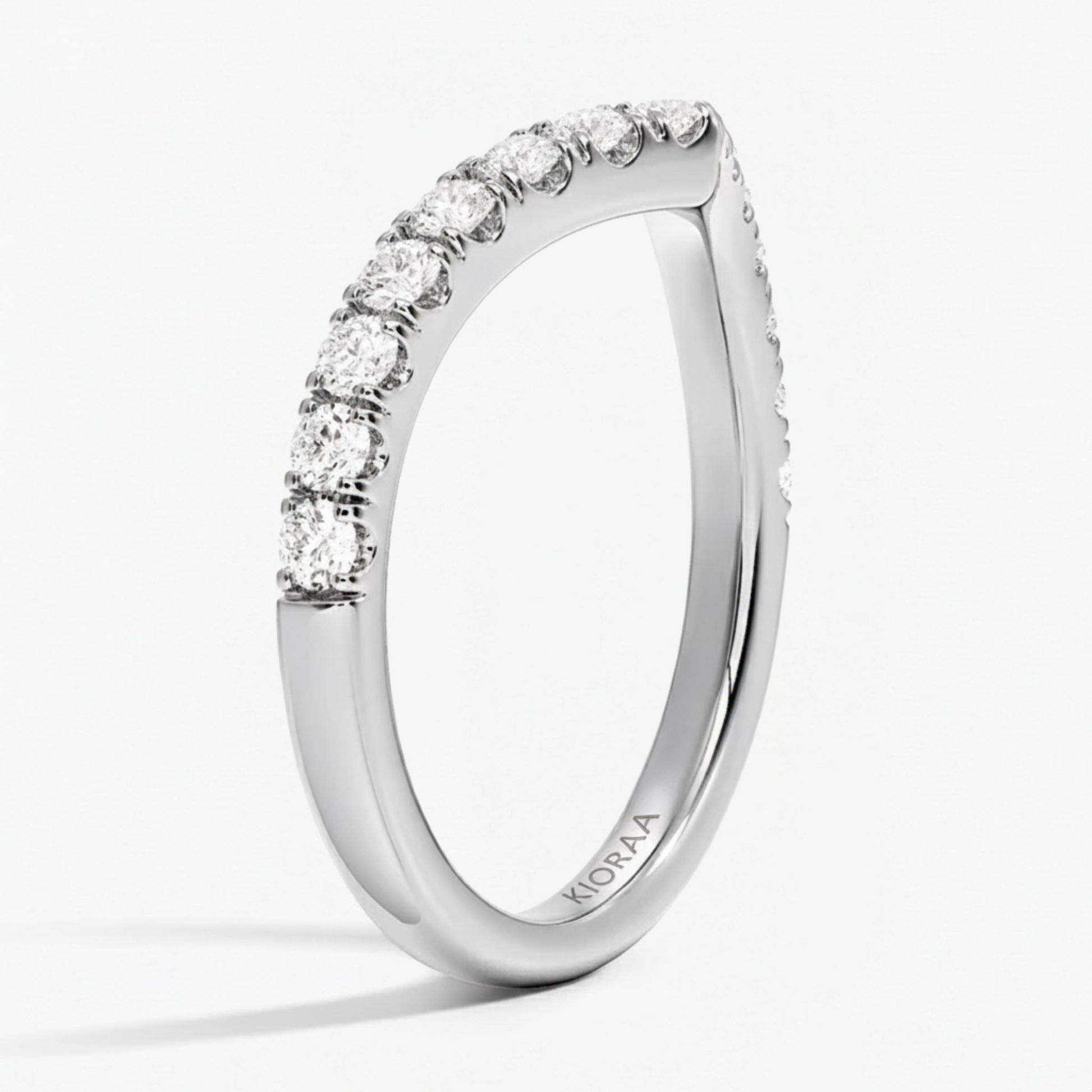 Round Cut Half Coverage Chevron Eternity Wedding Band