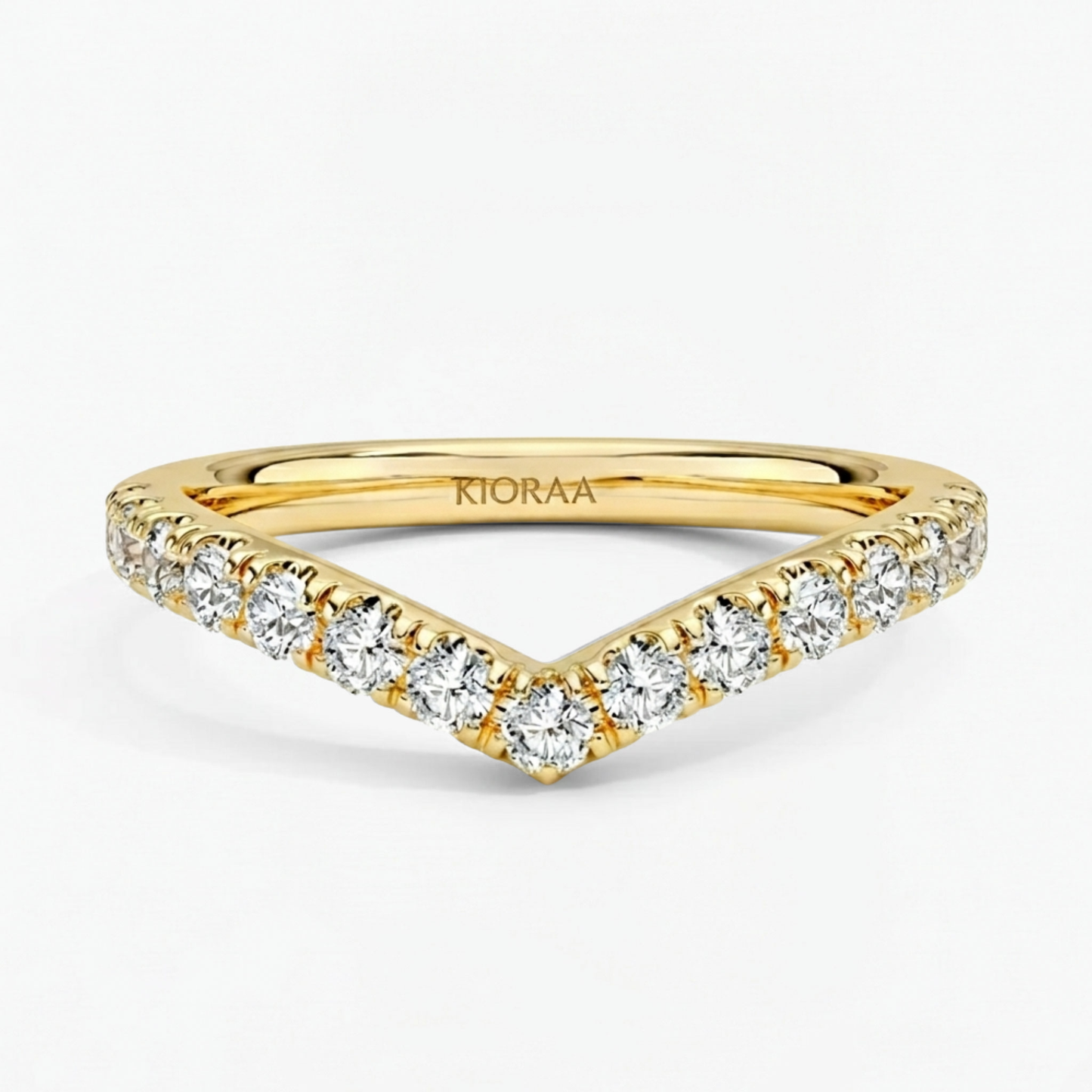 Round Cut Half Coverage Chevron Eternity Wedding Band