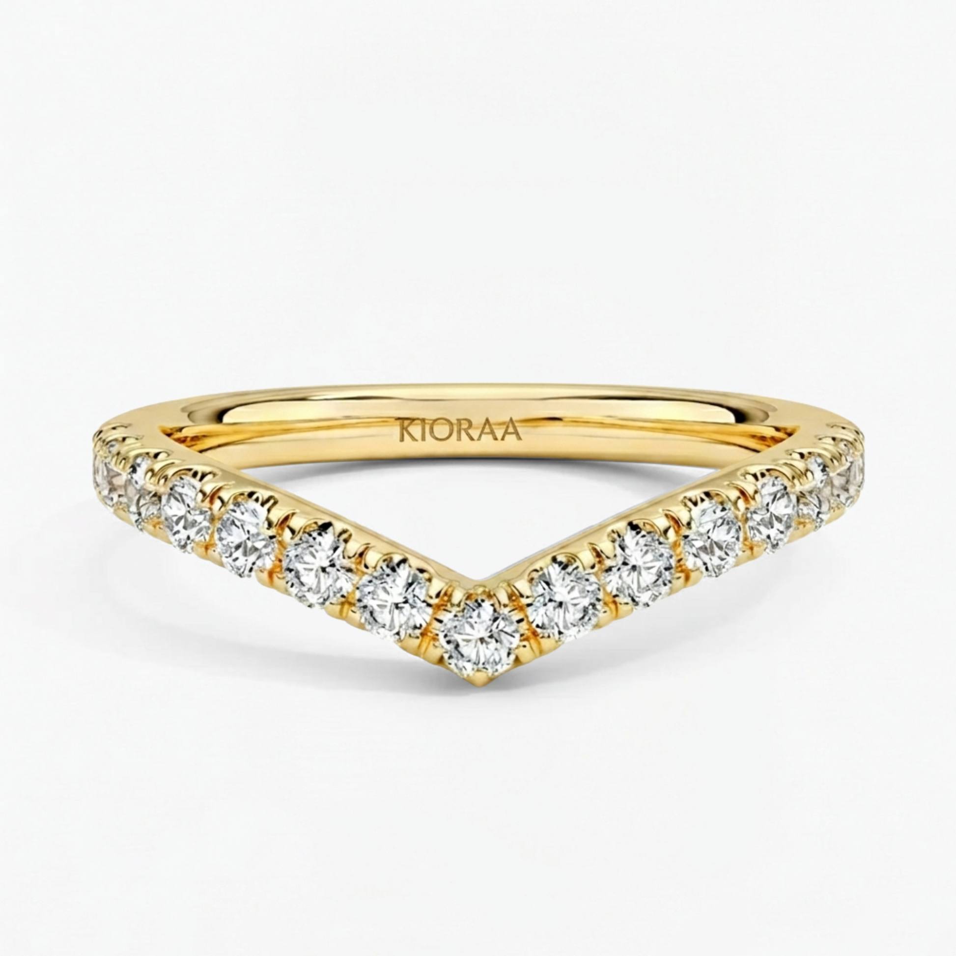 Round Cut Half Coverage Chevron Eternity Wedding Band