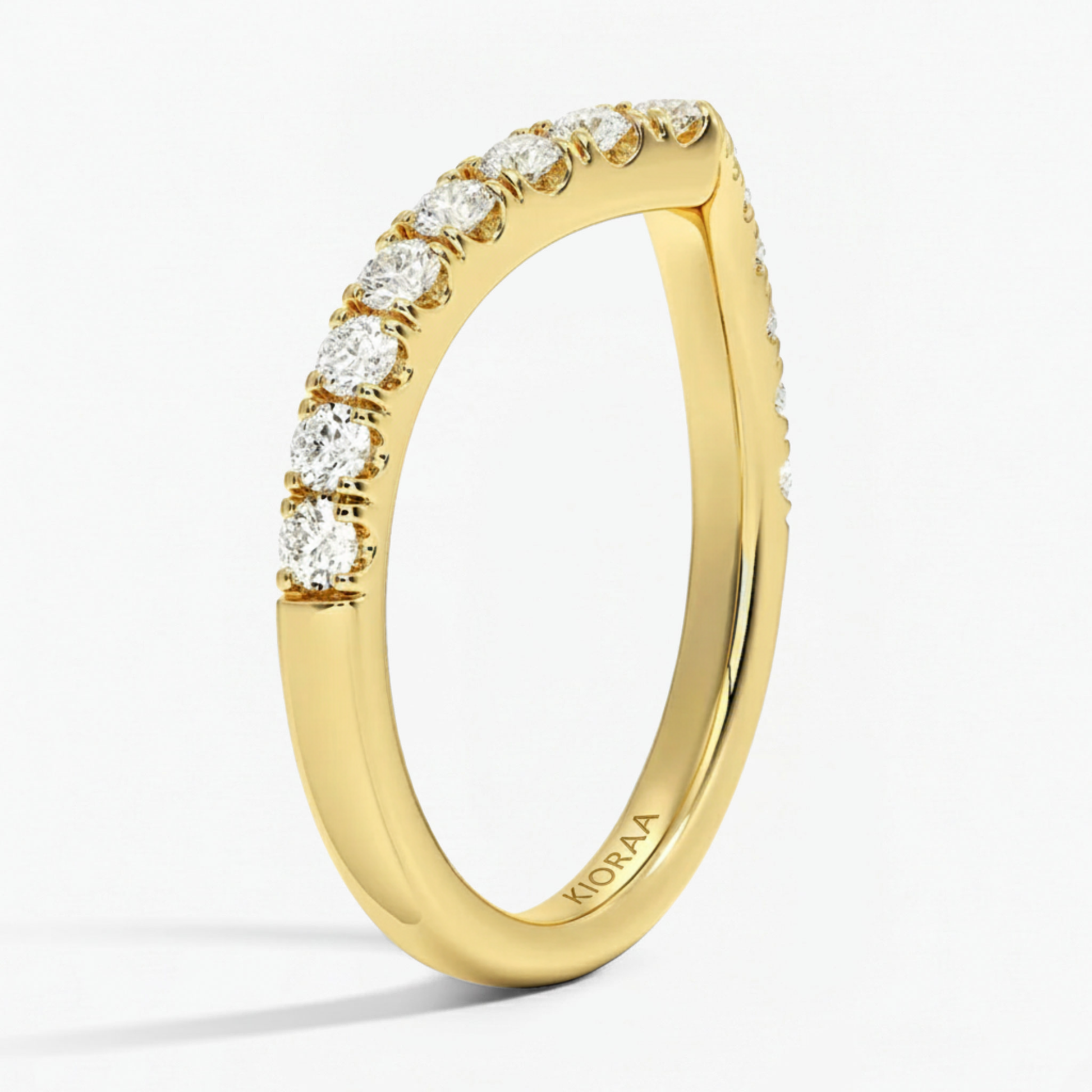 Round Cut Half Coverage Chevron Eternity Wedding Band