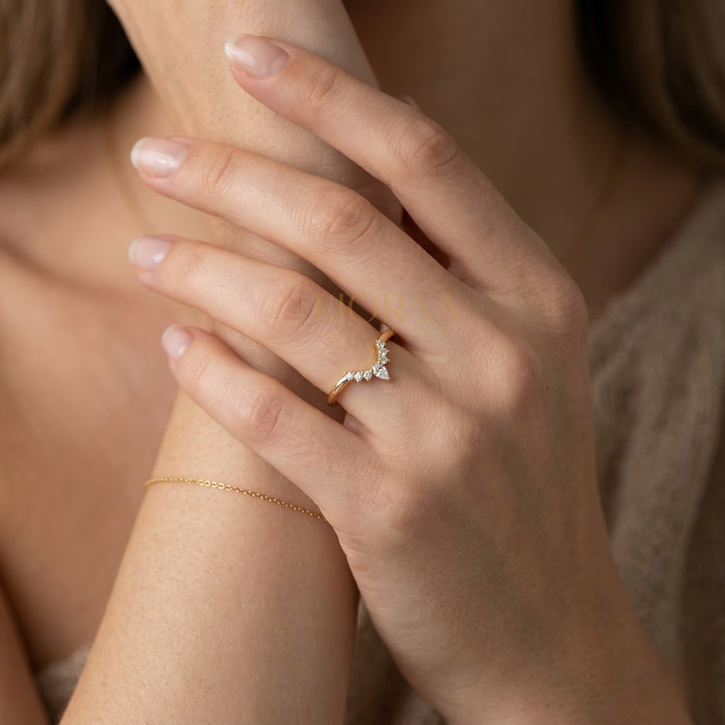 Round and Pear Eternity Wedding Band