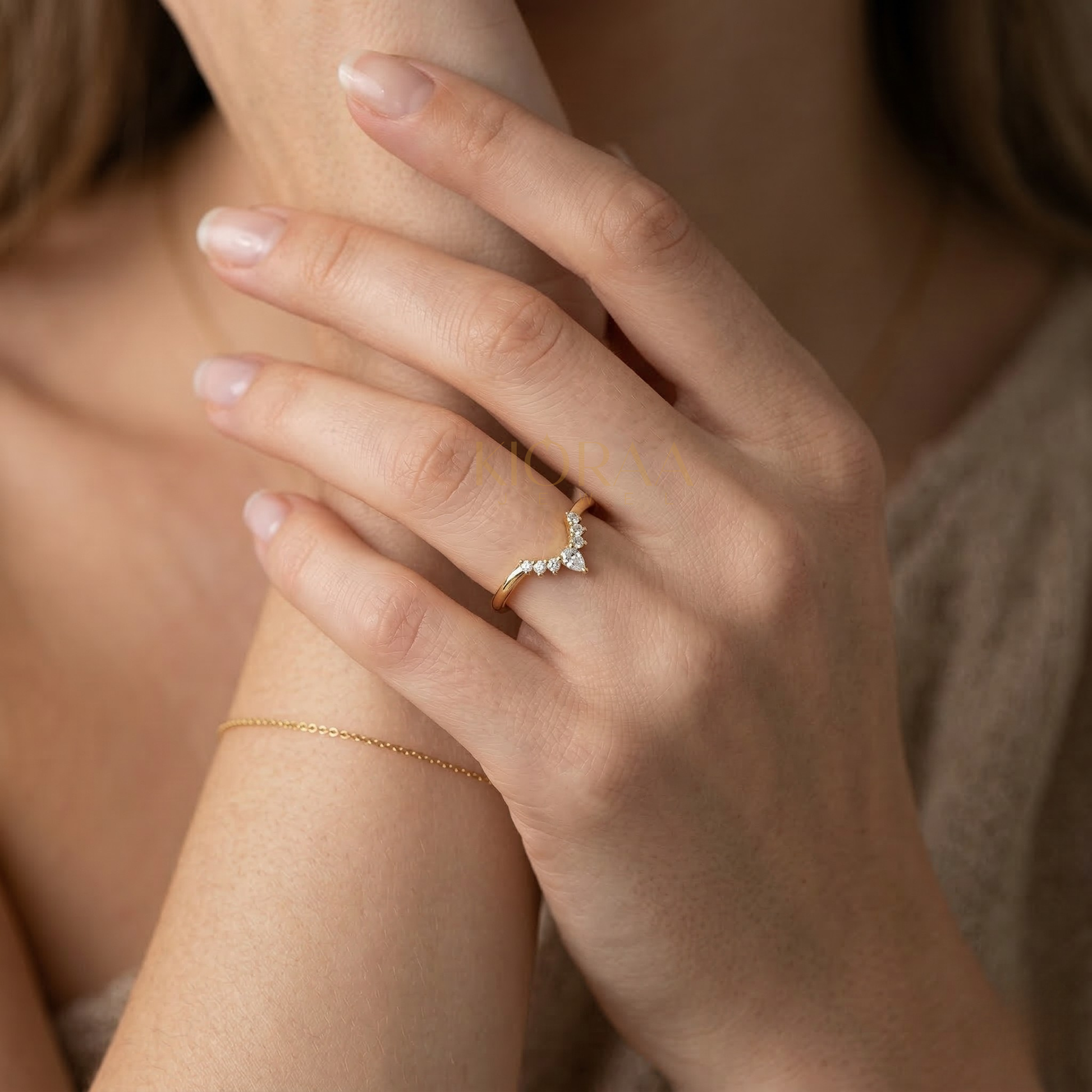 Round and Pear Eternity Wedding Band