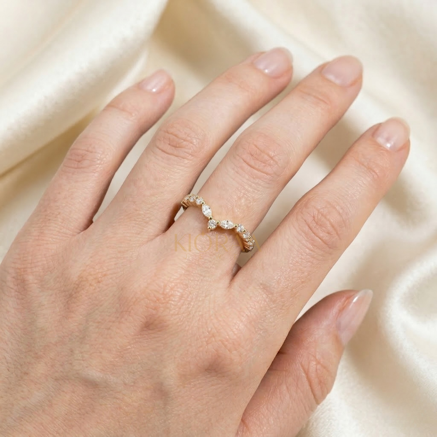 Round and Marquise Eternity Wedding Band