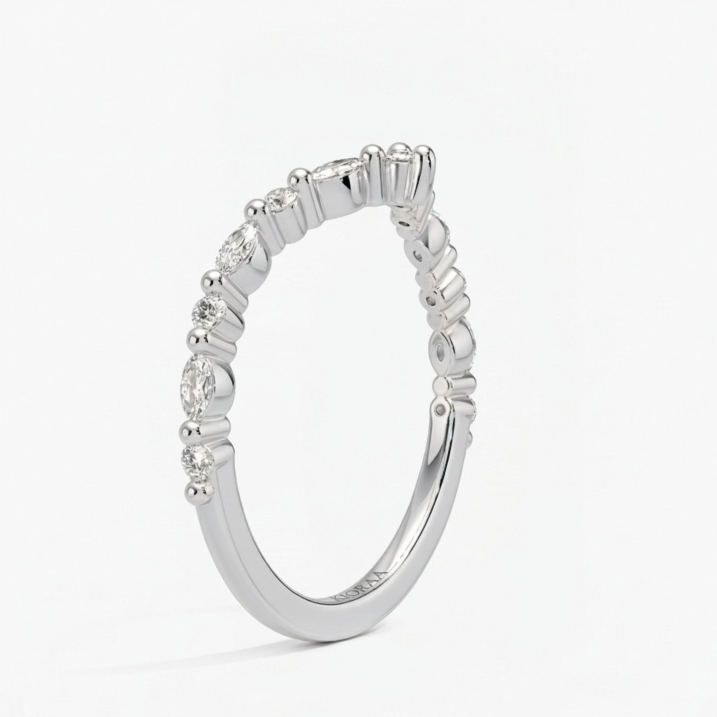 Round and Marquise Eternity Wedding Band