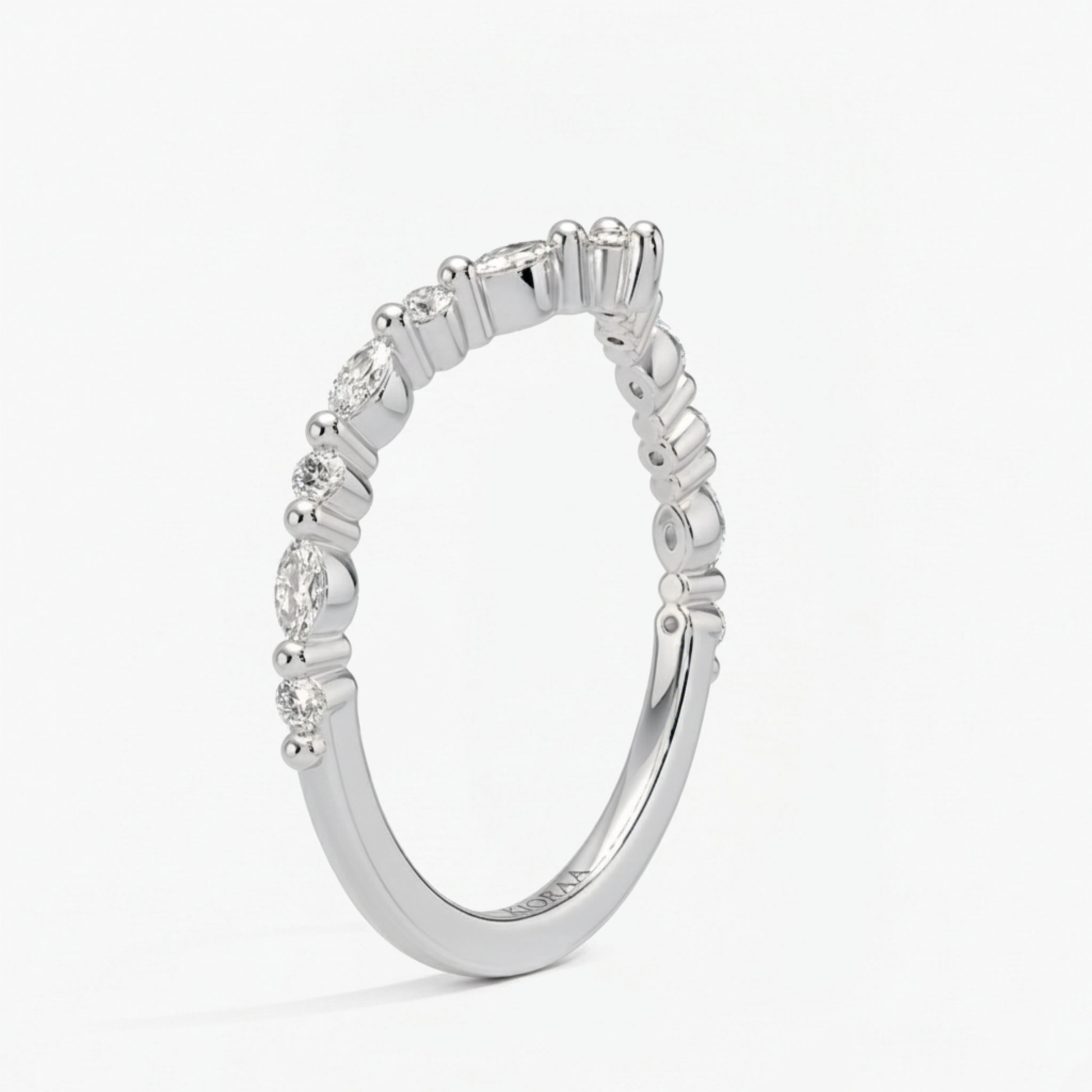 Round and Marquise Eternity Wedding Band