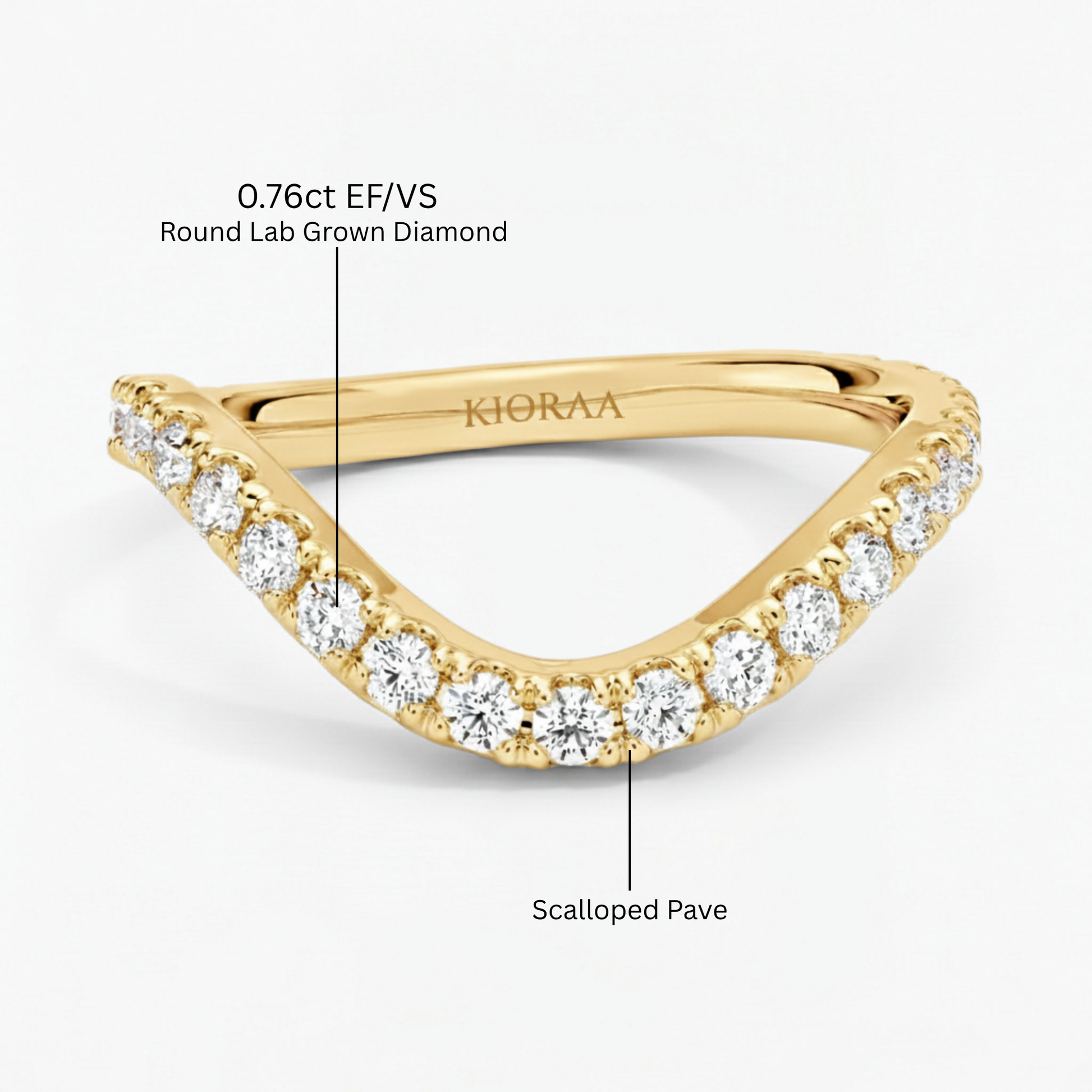 Curve Chevron Round Cut Wedding Band