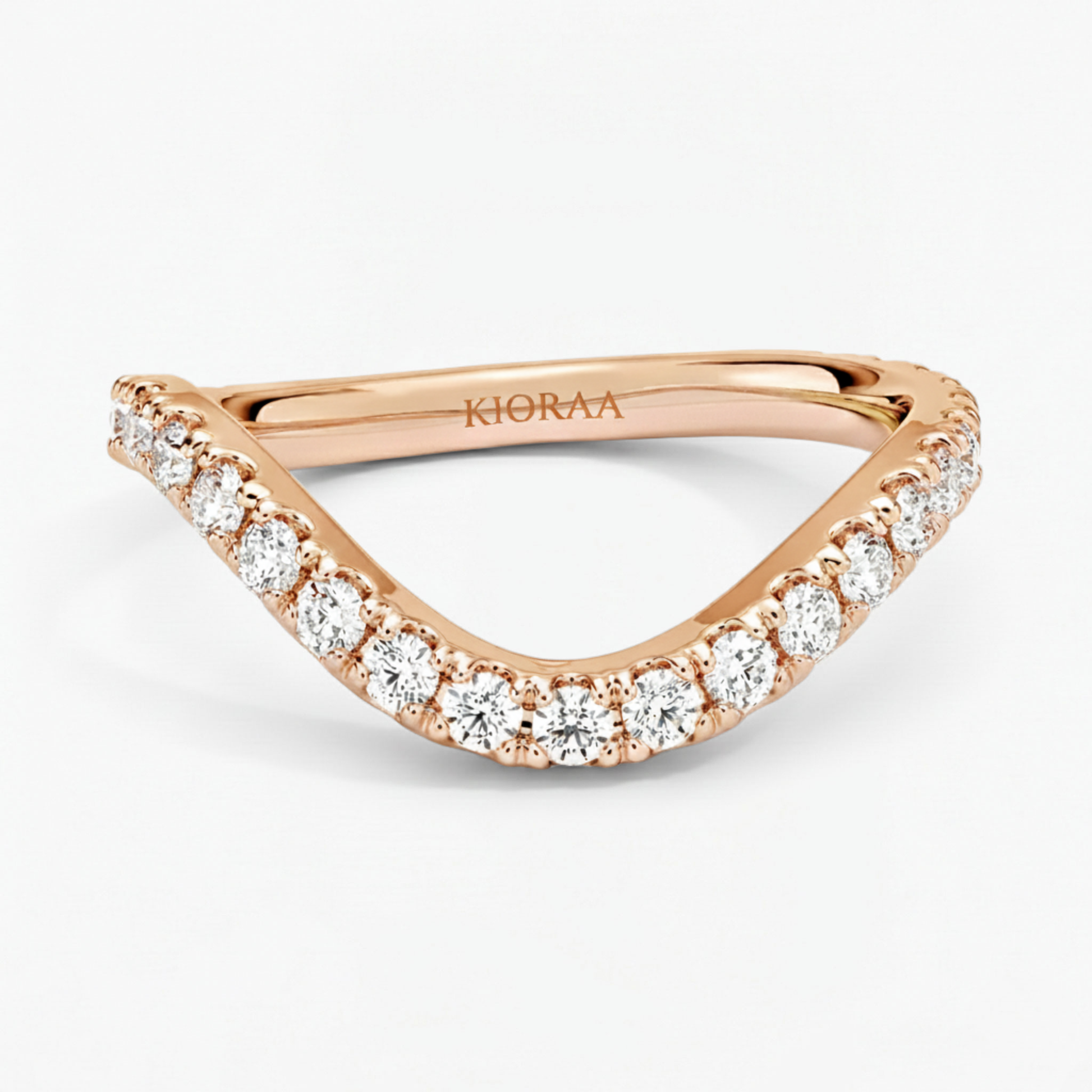 Curve Chevron Round Cut Wedding Band